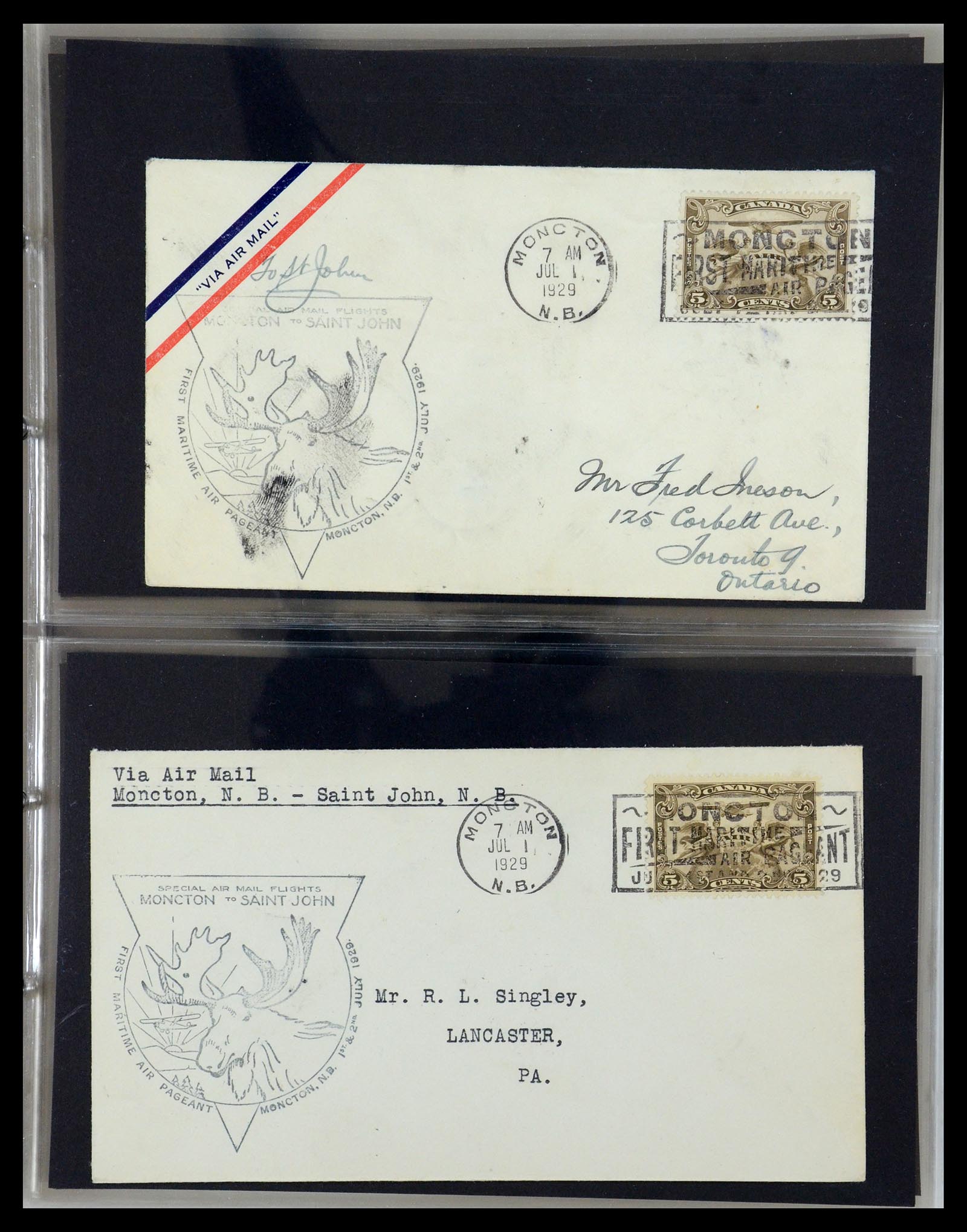 35338 022 - Postzegelverzameling 35338 Canada luchtpost brieven 1927-1950.