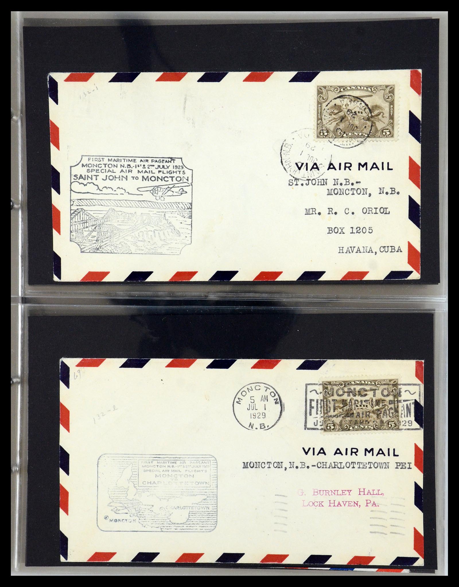 35338 023 - Postzegelverzameling 35338 Canada luchtpost brieven 1927-1950.