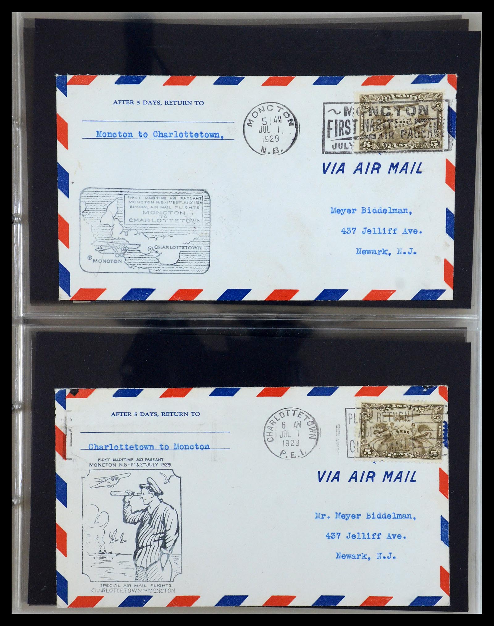 35338 024 - Postzegelverzameling 35338 Canada luchtpost brieven 1927-1950.