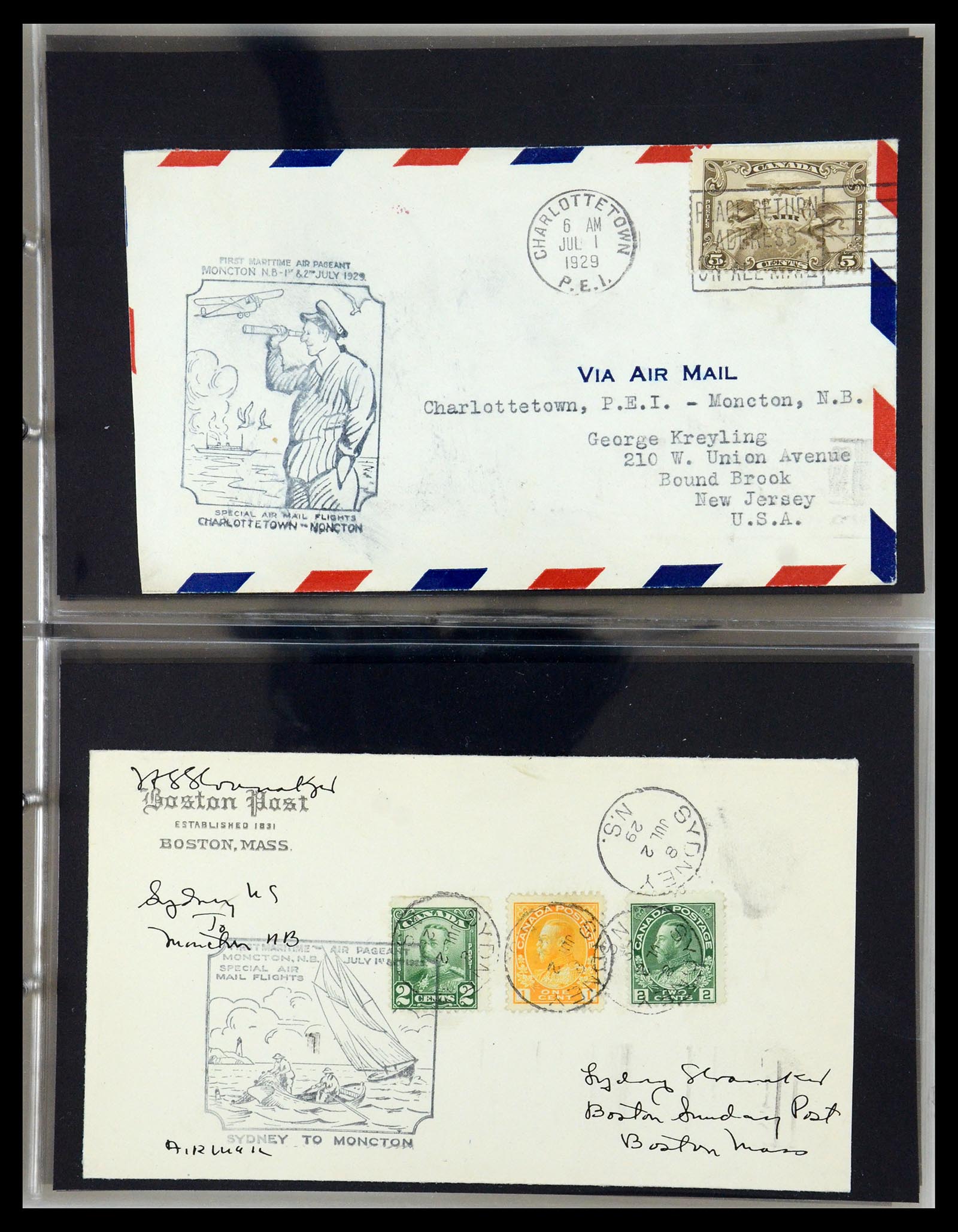 35338 025 - Postzegelverzameling 35338 Canada luchtpost brieven 1927-1950.