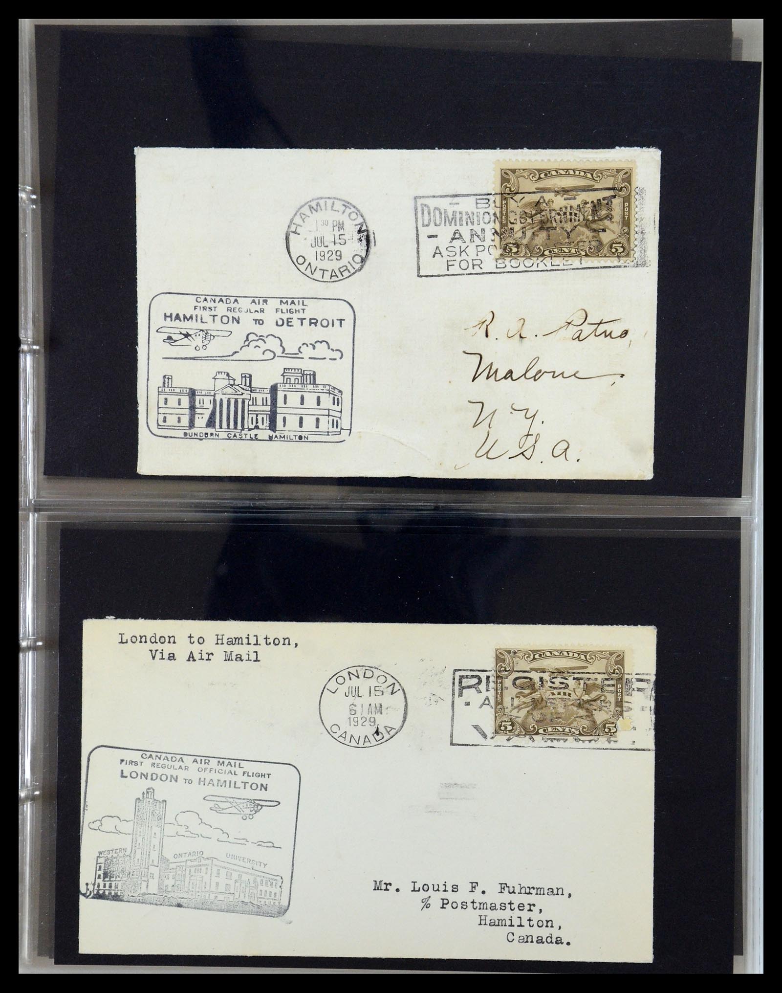 35338 030 - Postzegelverzameling 35338 Canada luchtpost brieven 1927-1950.