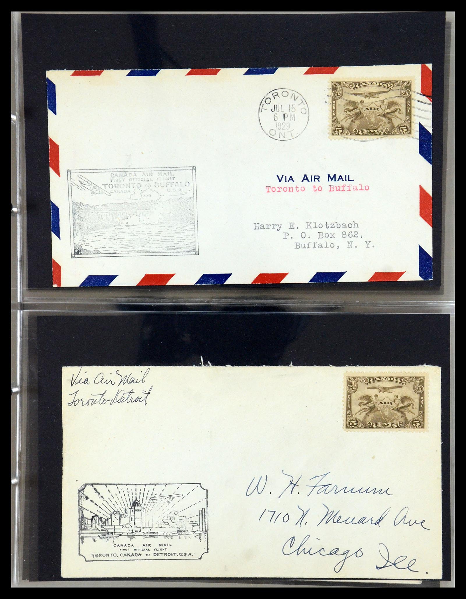 35338 031 - Postzegelverzameling 35338 Canada luchtpost brieven 1927-1950.
