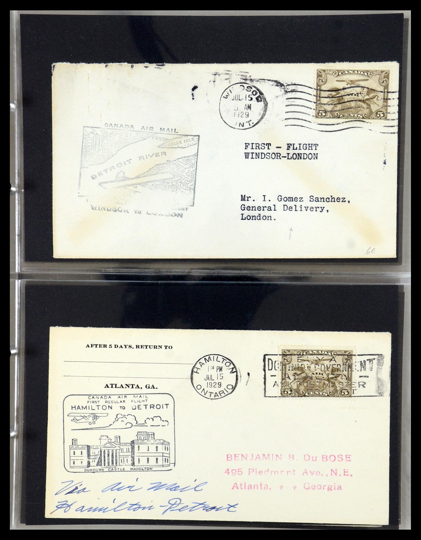 35338 033 - Postzegelverzameling 35338 Canada luchtpost brieven 1927-1950.