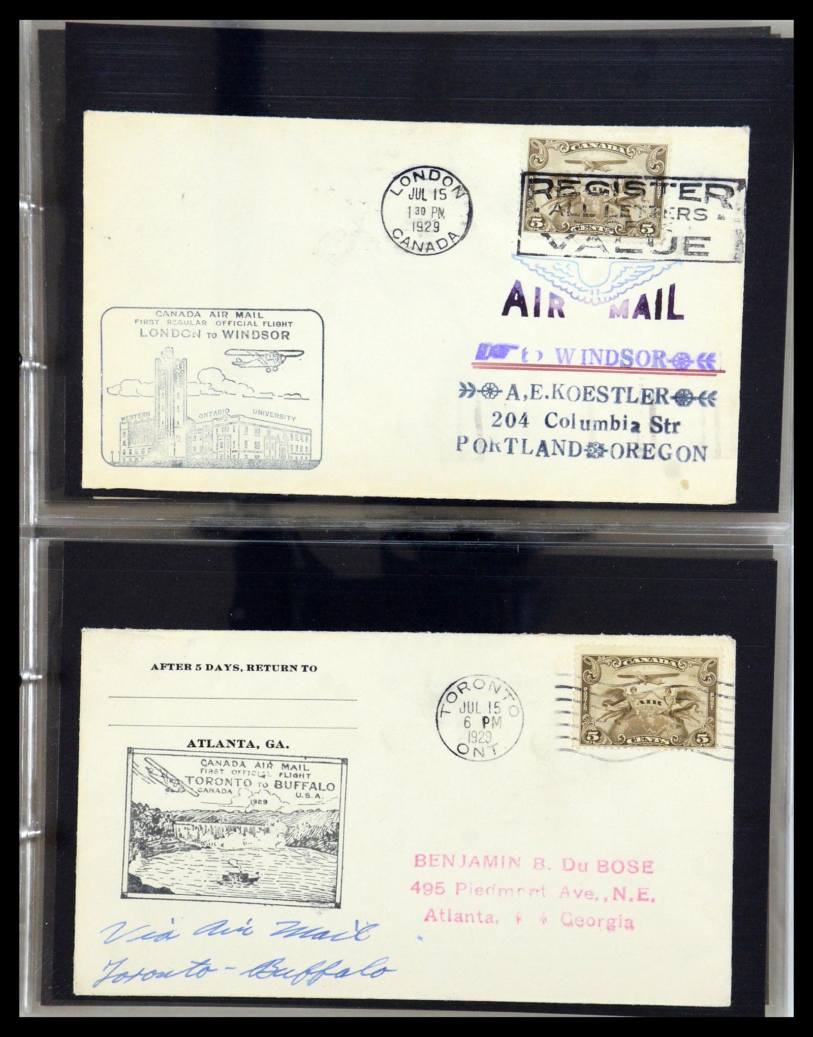 35338 034 - Postzegelverzameling 35338 Canada luchtpost brieven 1927-1950.