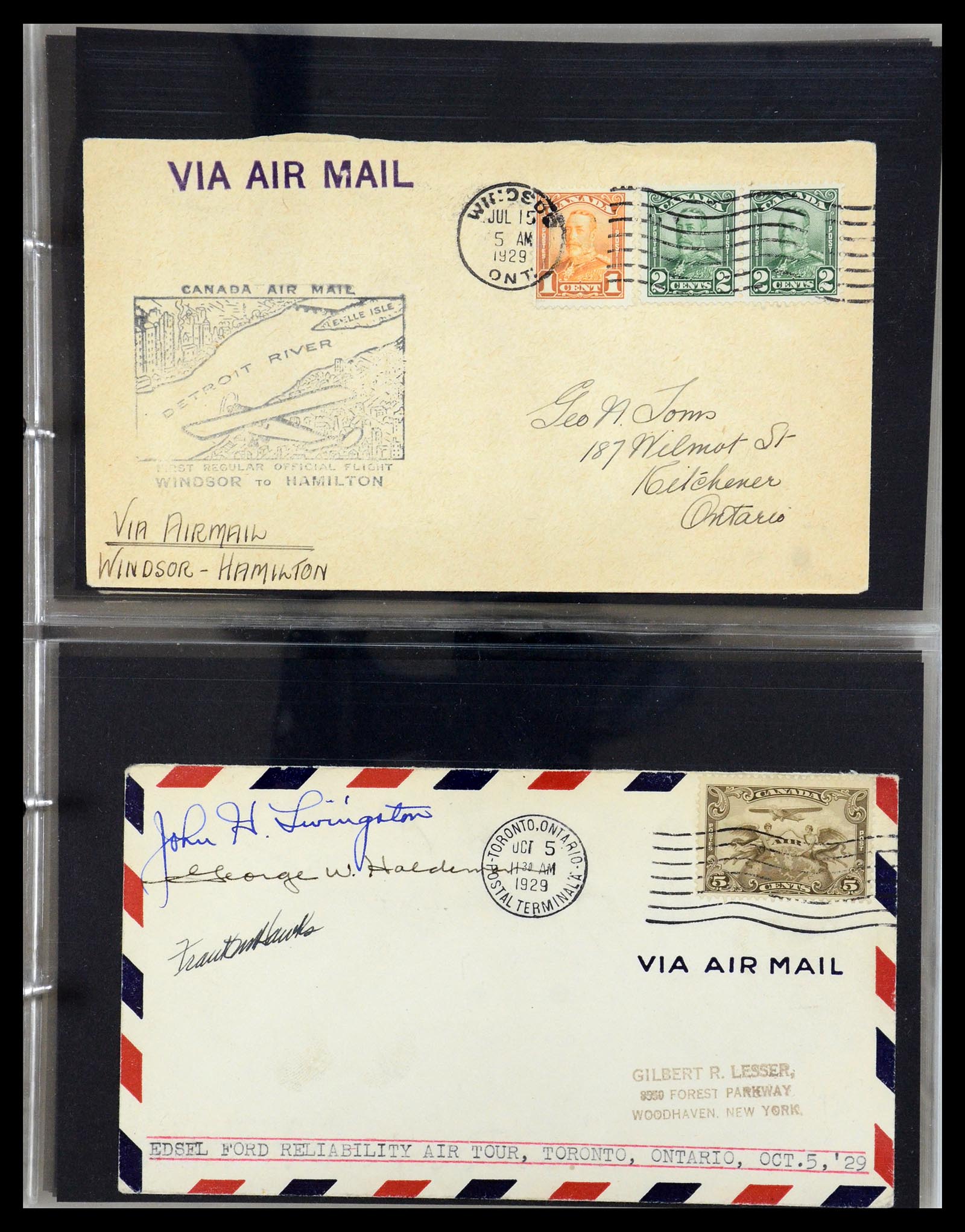 35338 036 - Postzegelverzameling 35338 Canada luchtpost brieven 1927-1950.