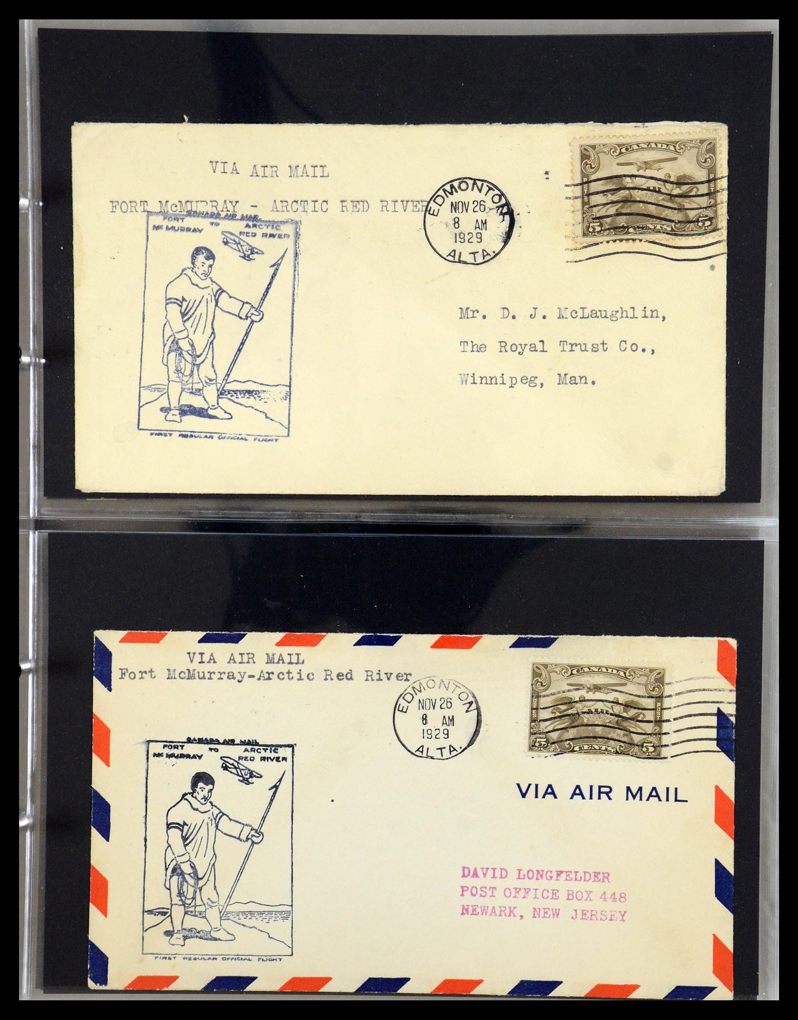 35338 037 - Postzegelverzameling 35338 Canada luchtpost brieven 1927-1950.