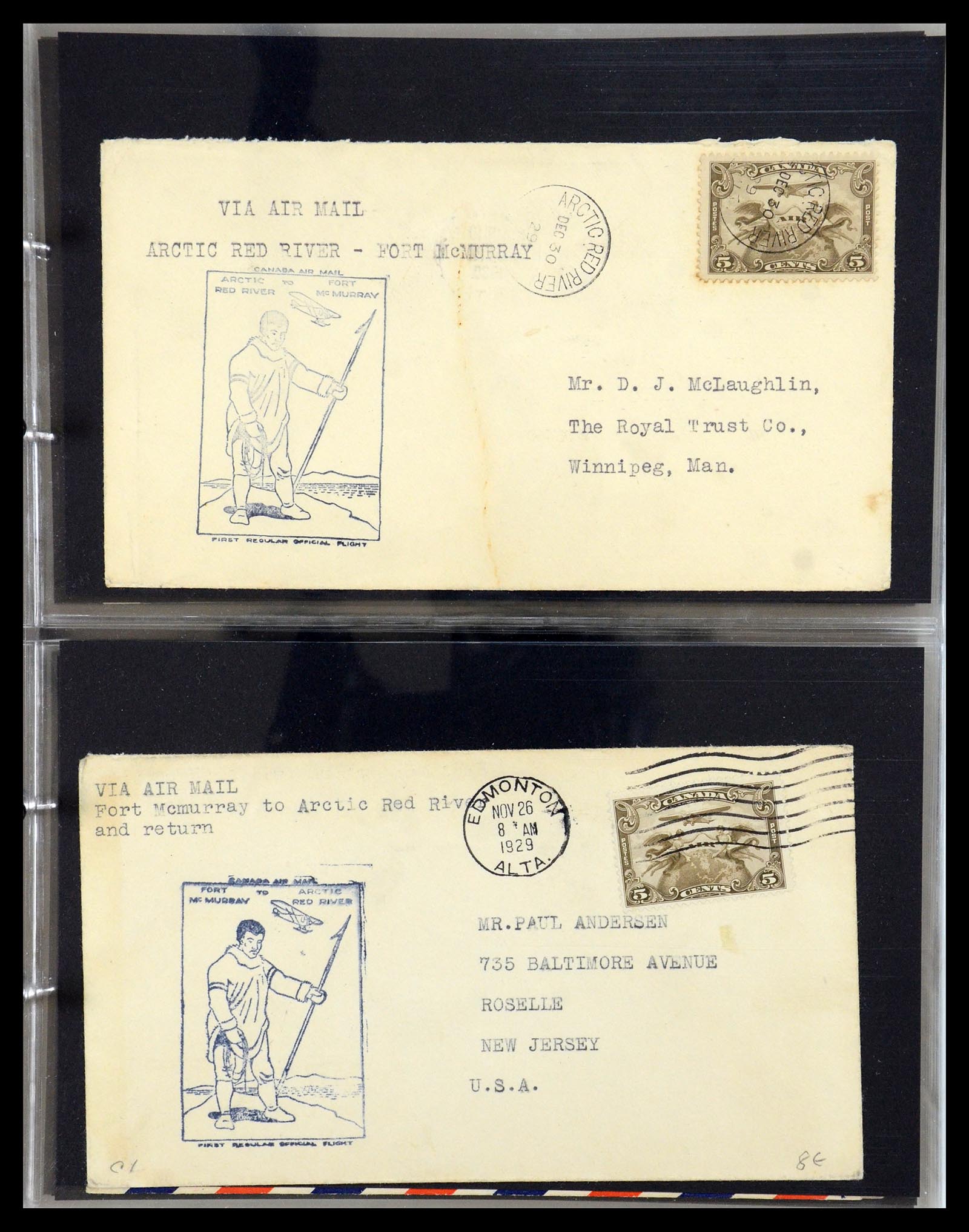 35338 038 - Postzegelverzameling 35338 Canada luchtpost brieven 1927-1950.