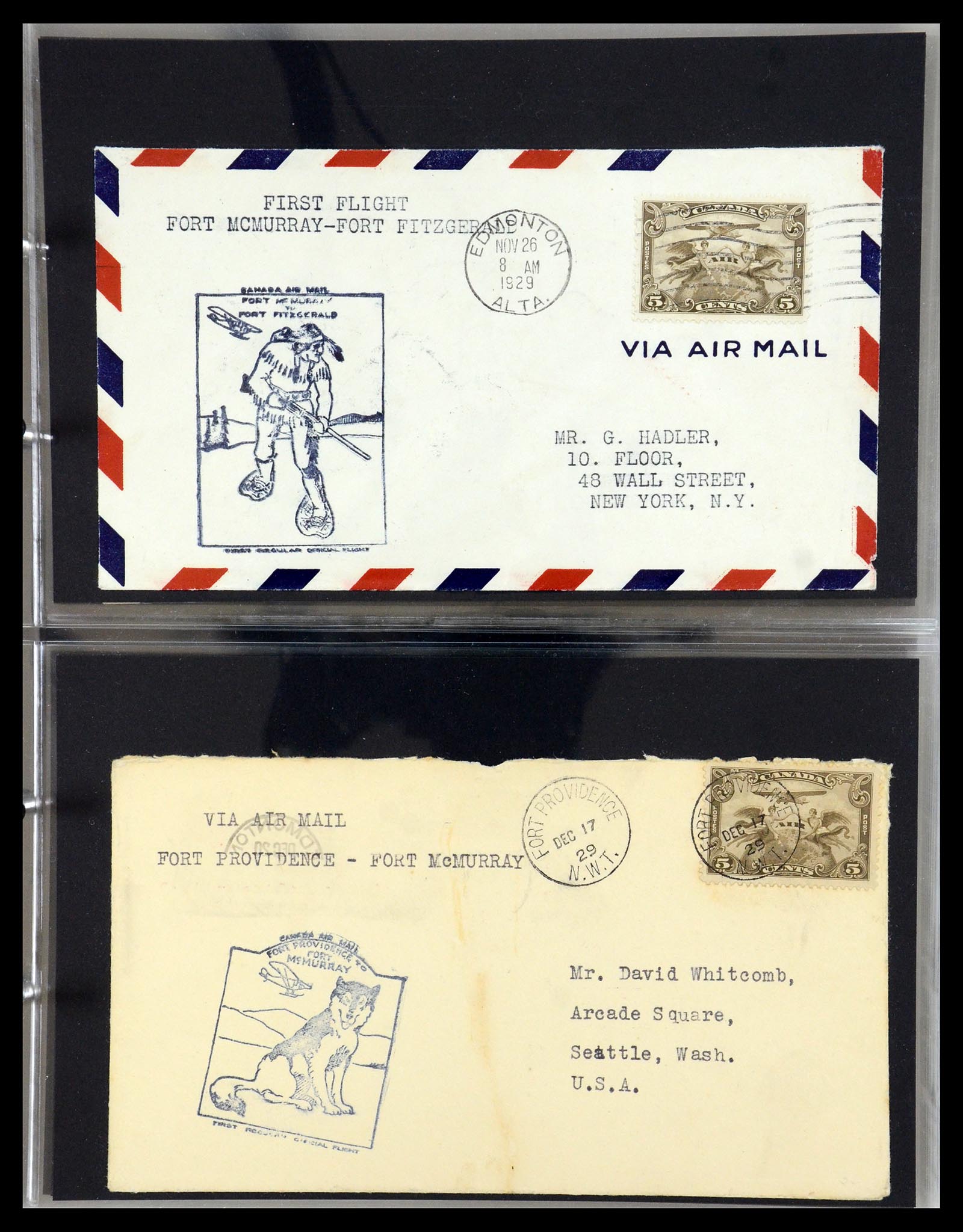 35338 039 - Postzegelverzameling 35338 Canada luchtpost brieven 1927-1950.