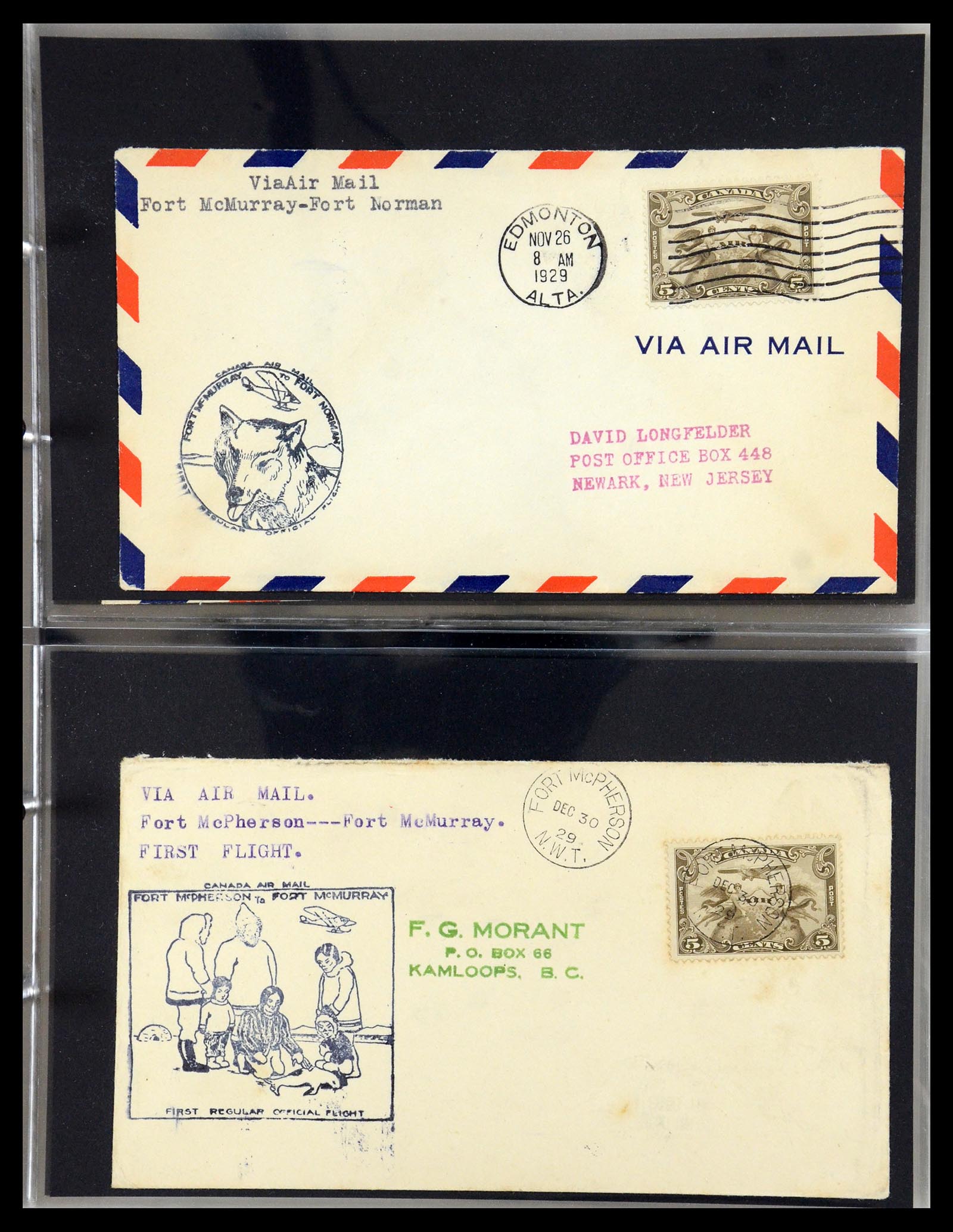 35338 041 - Postzegelverzameling 35338 Canada luchtpost brieven 1927-1950.