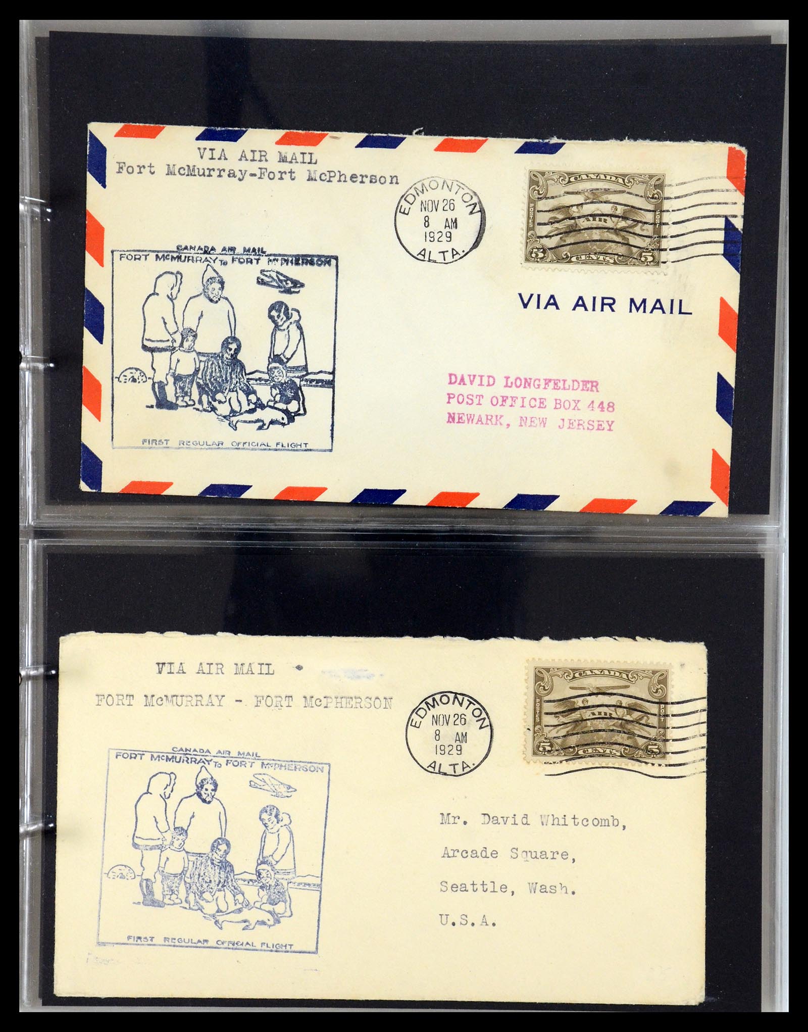 35338 042 - Postzegelverzameling 35338 Canada luchtpost brieven 1927-1950.