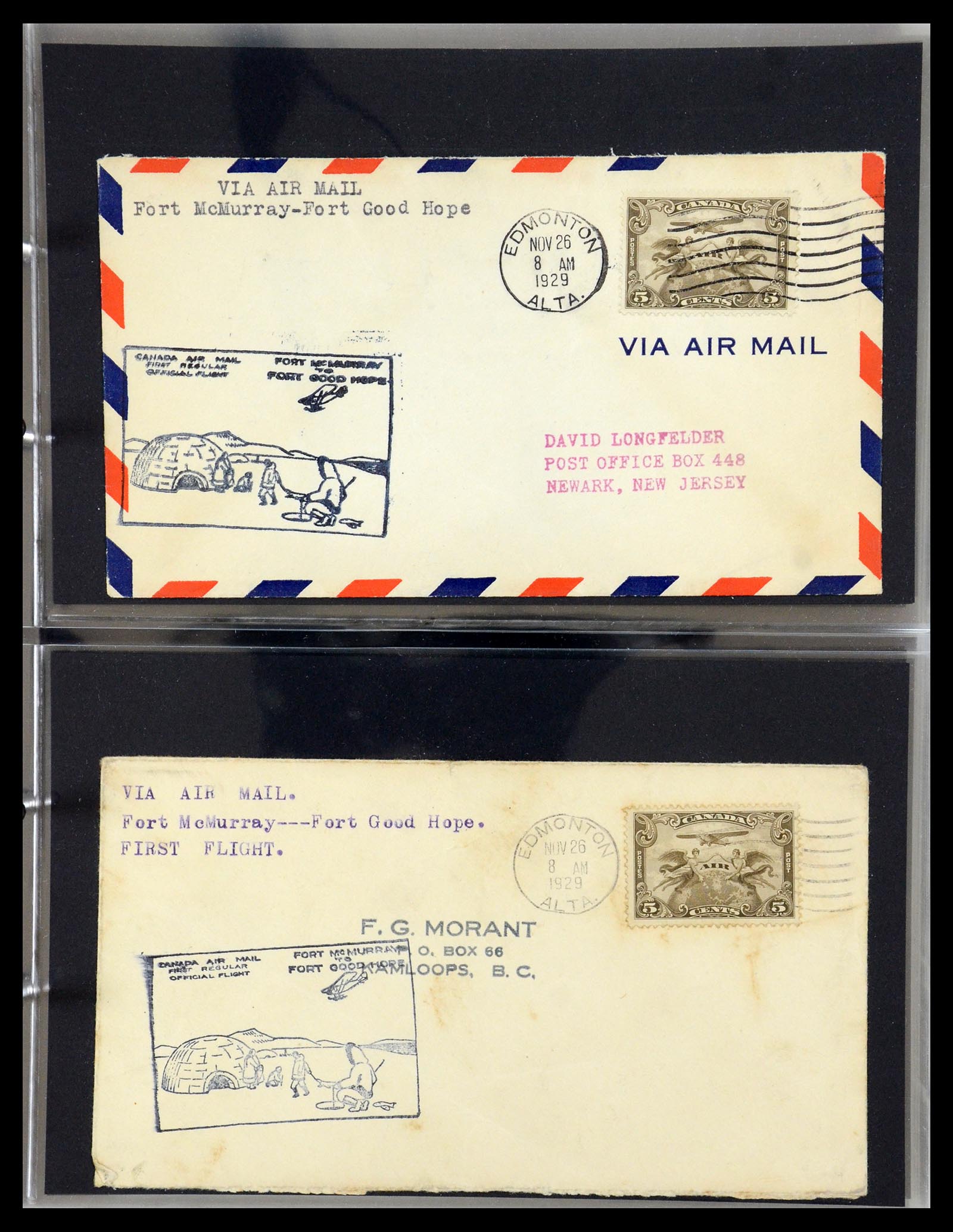 35338 043 - Postzegelverzameling 35338 Canada luchtpost brieven 1927-1950.