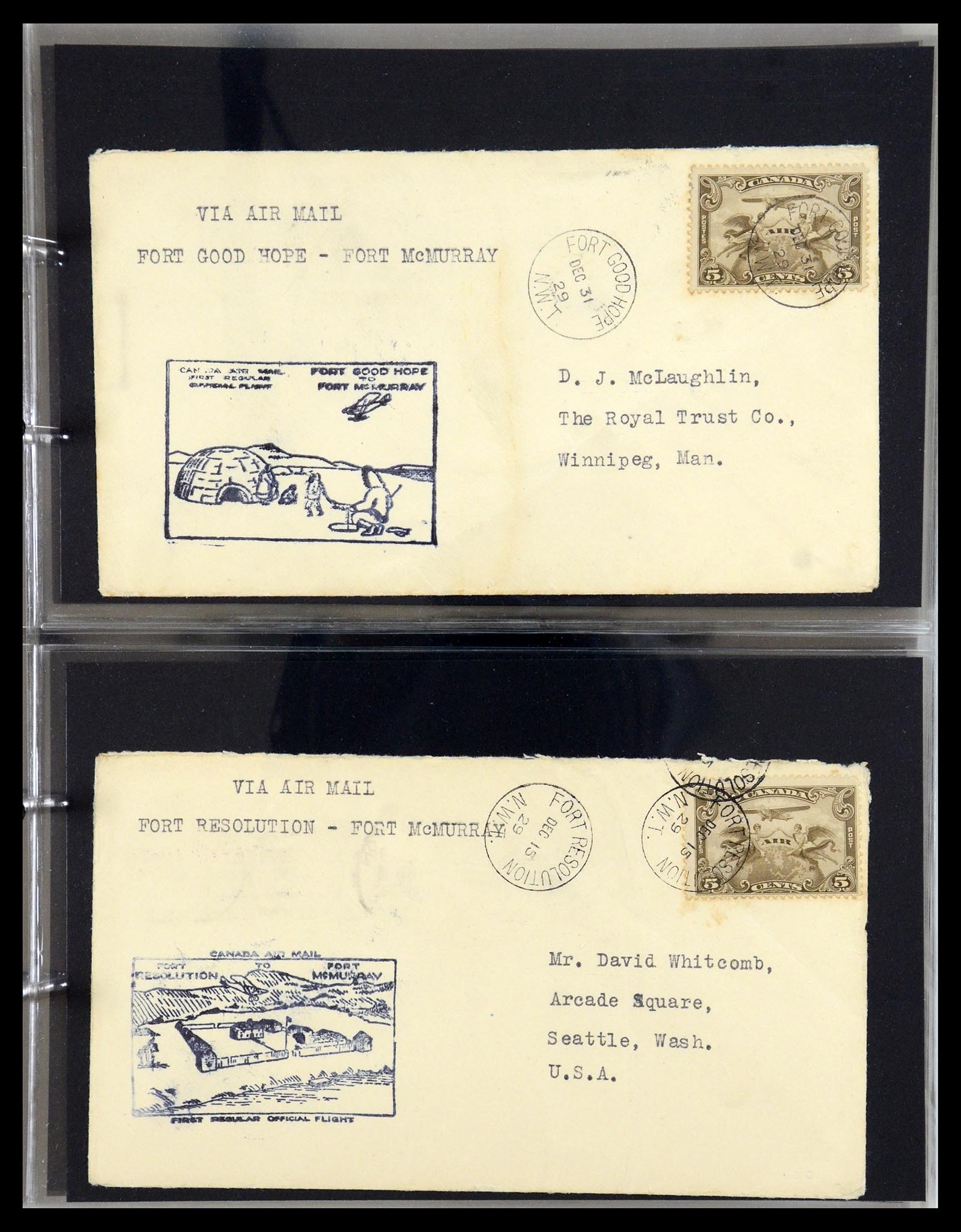 35338 044 - Postzegelverzameling 35338 Canada luchtpost brieven 1927-1950.