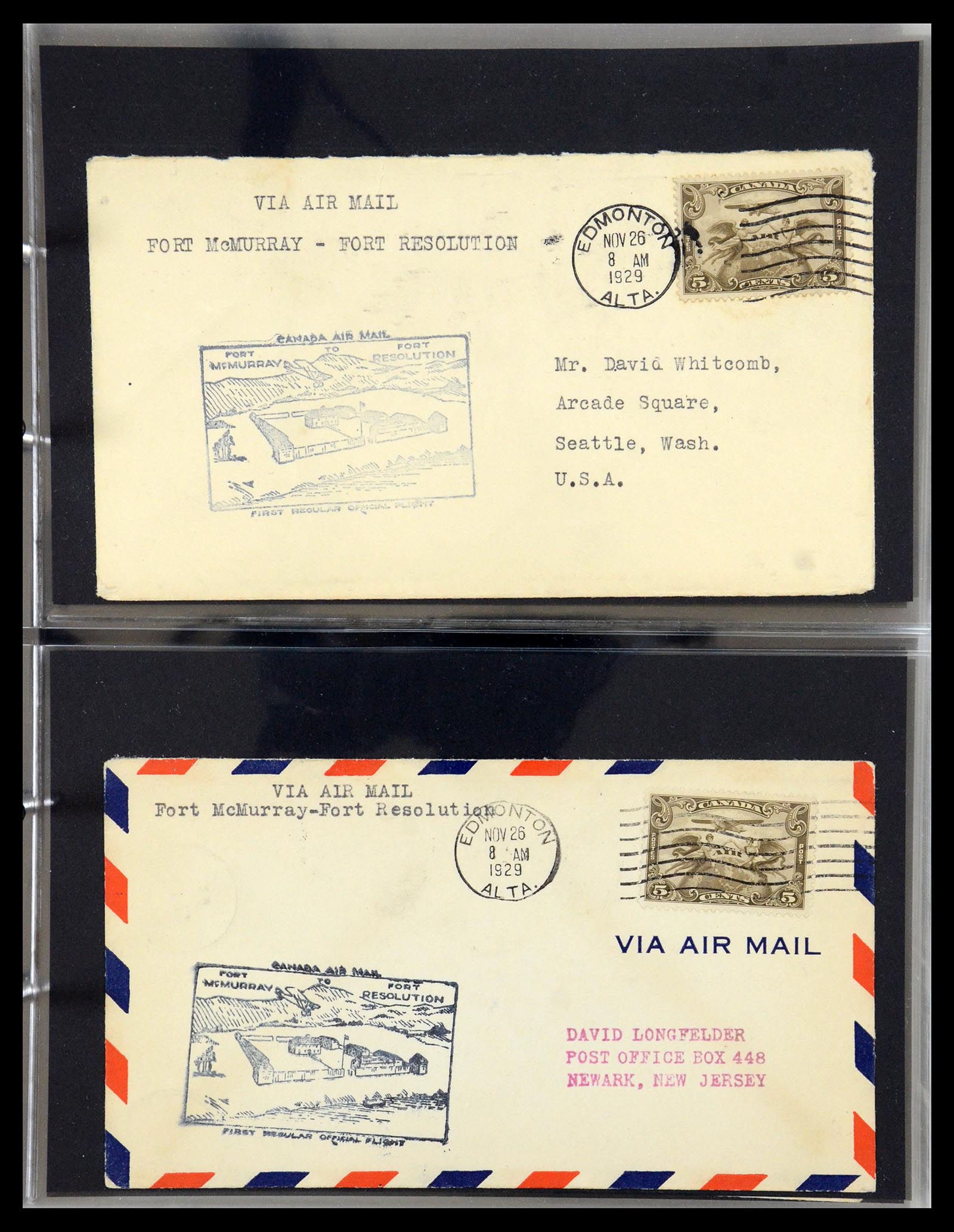 35338 045 - Postzegelverzameling 35338 Canada luchtpost brieven 1927-1950.