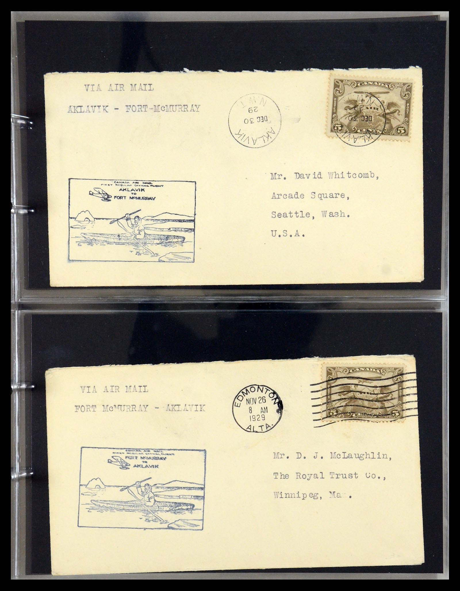 35338 046 - Postzegelverzameling 35338 Canada luchtpost brieven 1927-1950.