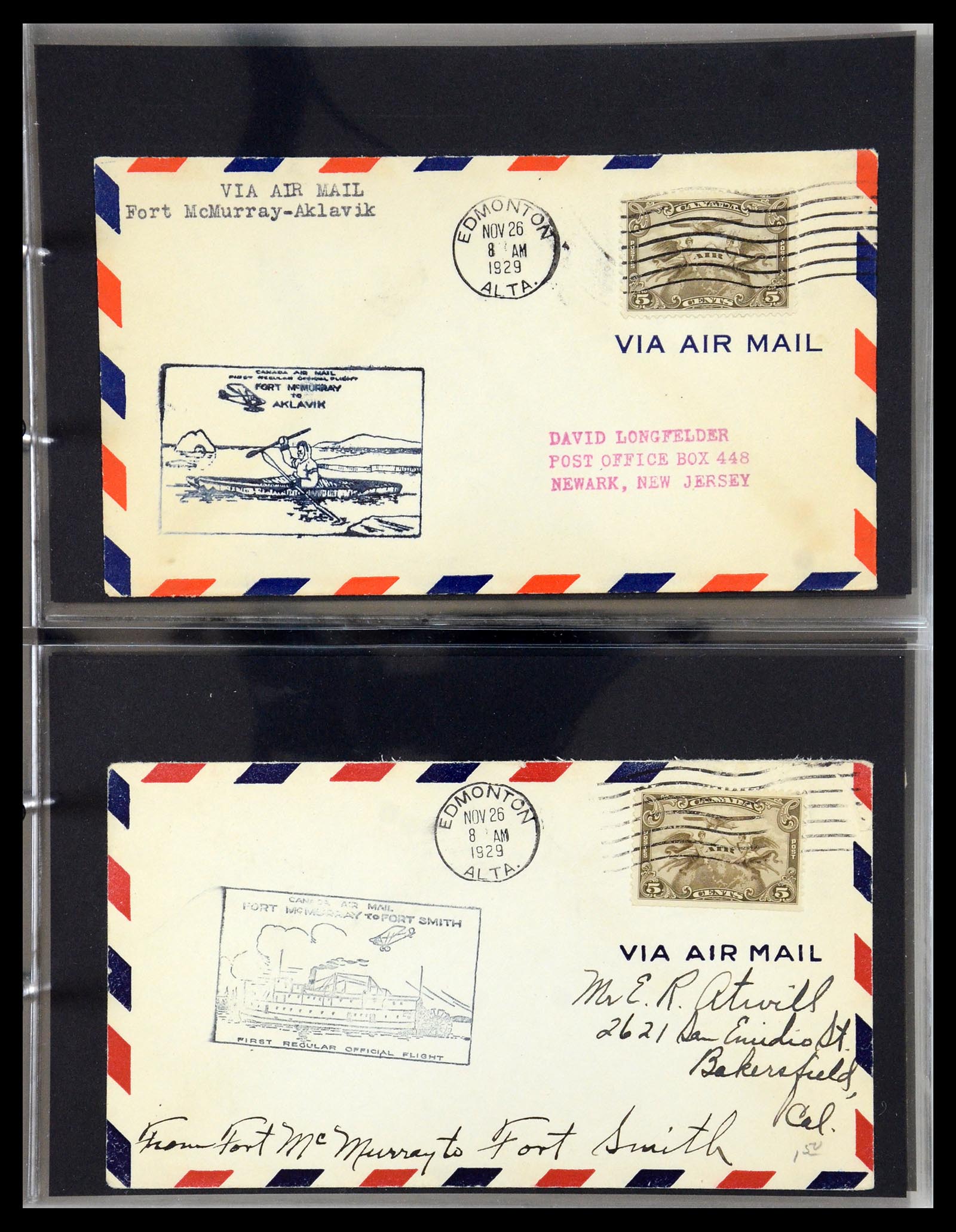 35338 047 - Postzegelverzameling 35338 Canada luchtpost brieven 1927-1950.