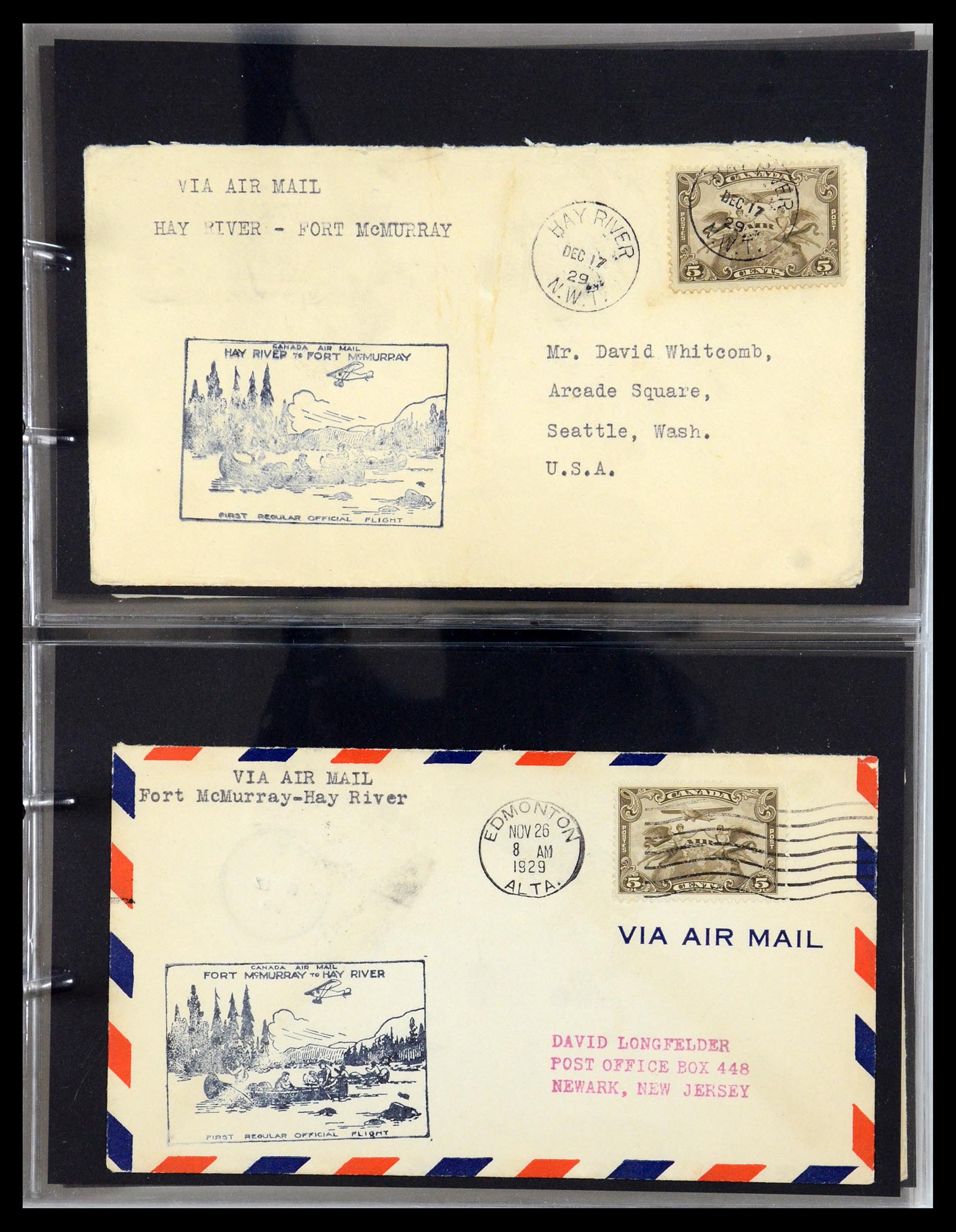 35338 050 - Postzegelverzameling 35338 Canada luchtpost brieven 1927-1950.