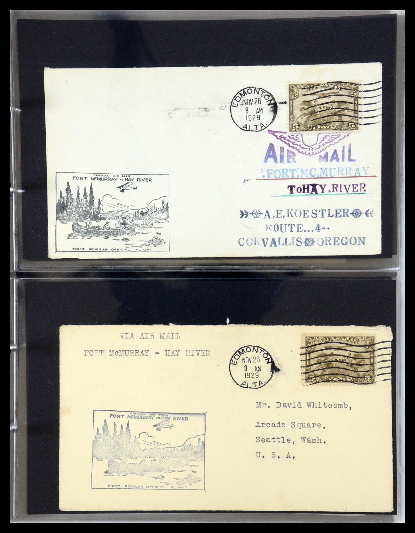 35338 051 - Postzegelverzameling 35338 Canada luchtpost brieven 1927-1950.