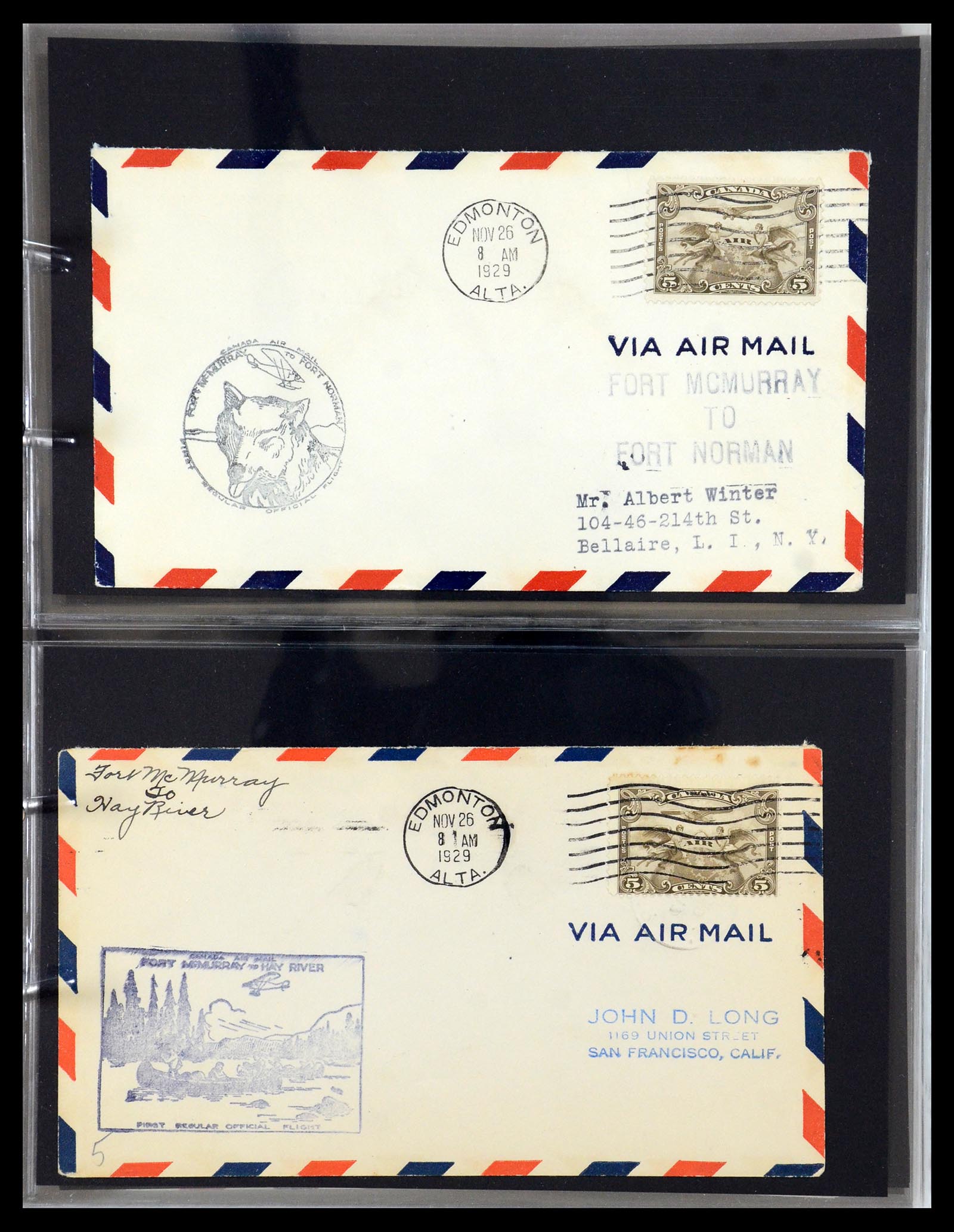 35338 052 - Postzegelverzameling 35338 Canada luchtpost brieven 1927-1950.