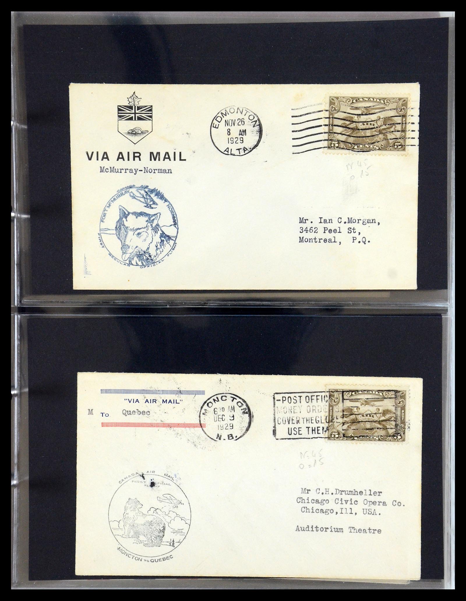 35338 053 - Postzegelverzameling 35338 Canada luchtpost brieven 1927-1950.