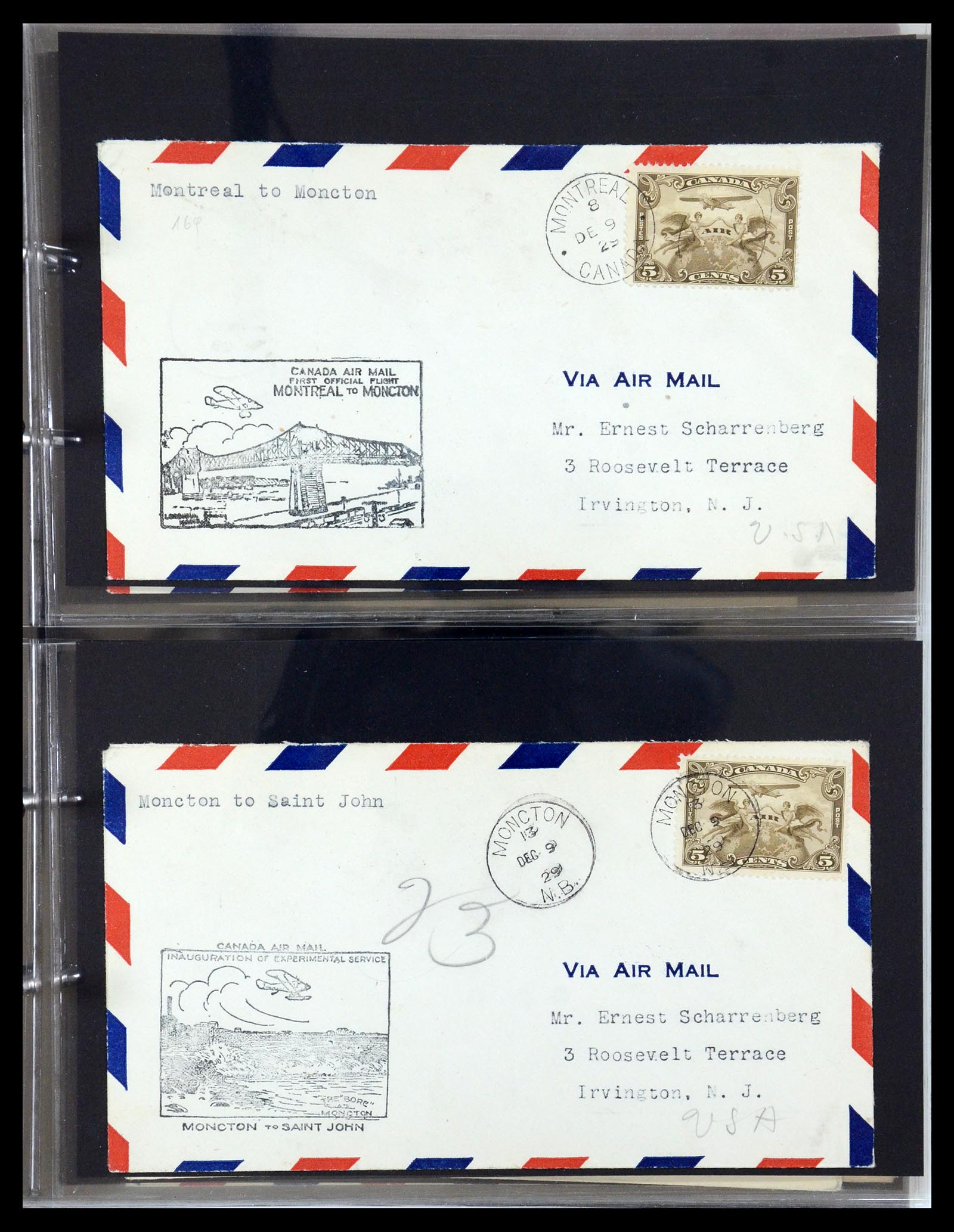 35338 054 - Postzegelverzameling 35338 Canada luchtpost brieven 1927-1950.