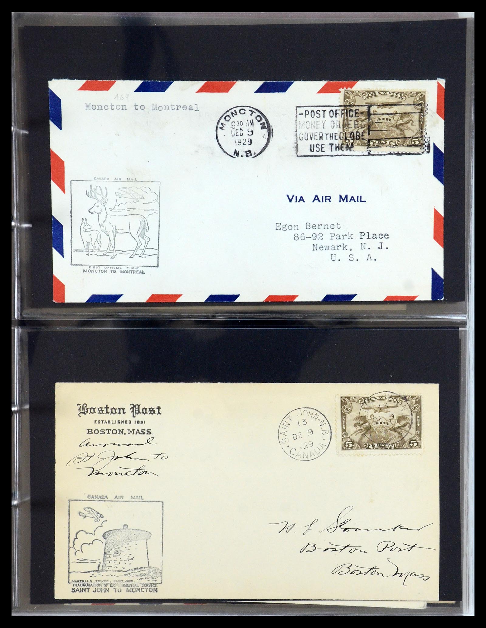 35338 055 - Postzegelverzameling 35338 Canada luchtpost brieven 1927-1950.