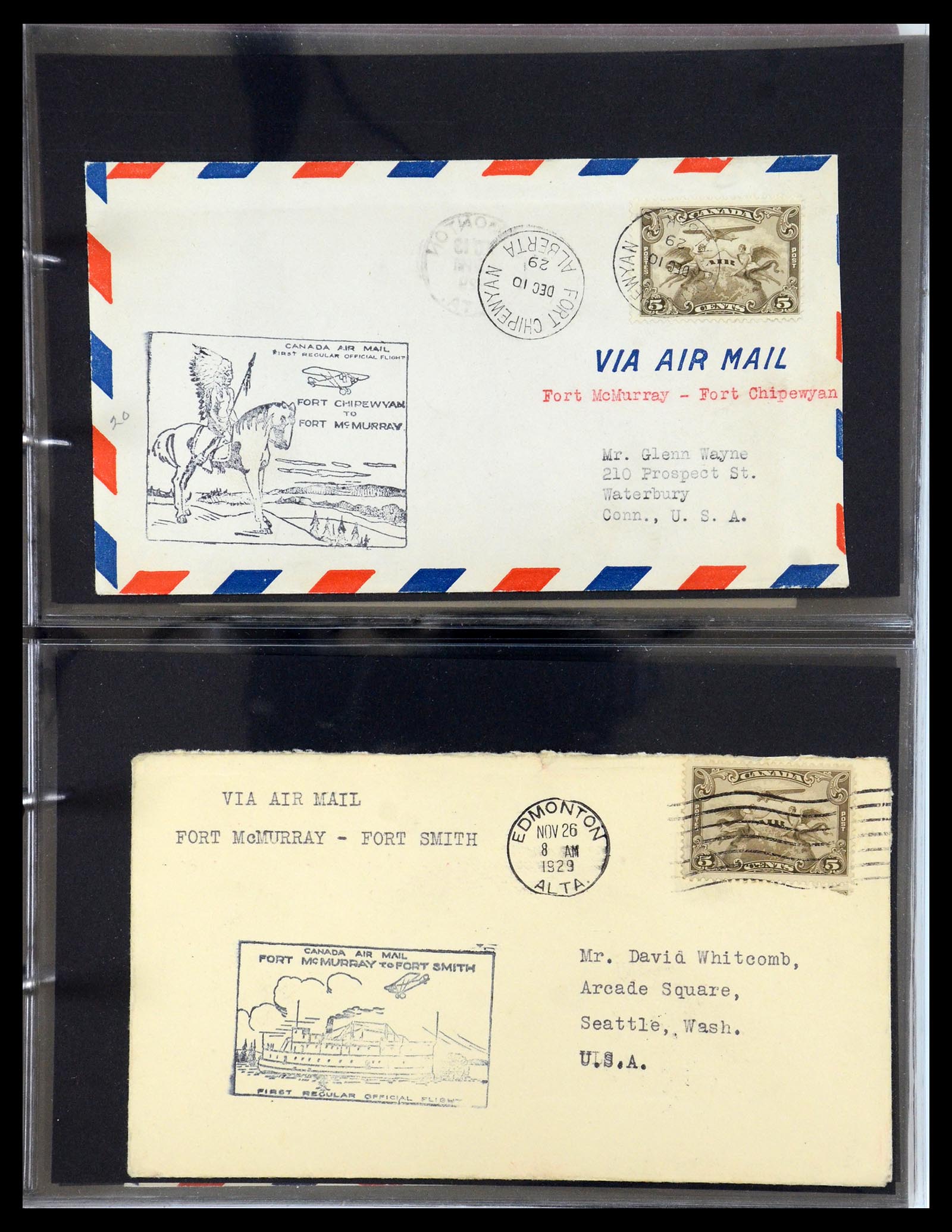 35338 057 - Postzegelverzameling 35338 Canada luchtpost brieven 1927-1950.