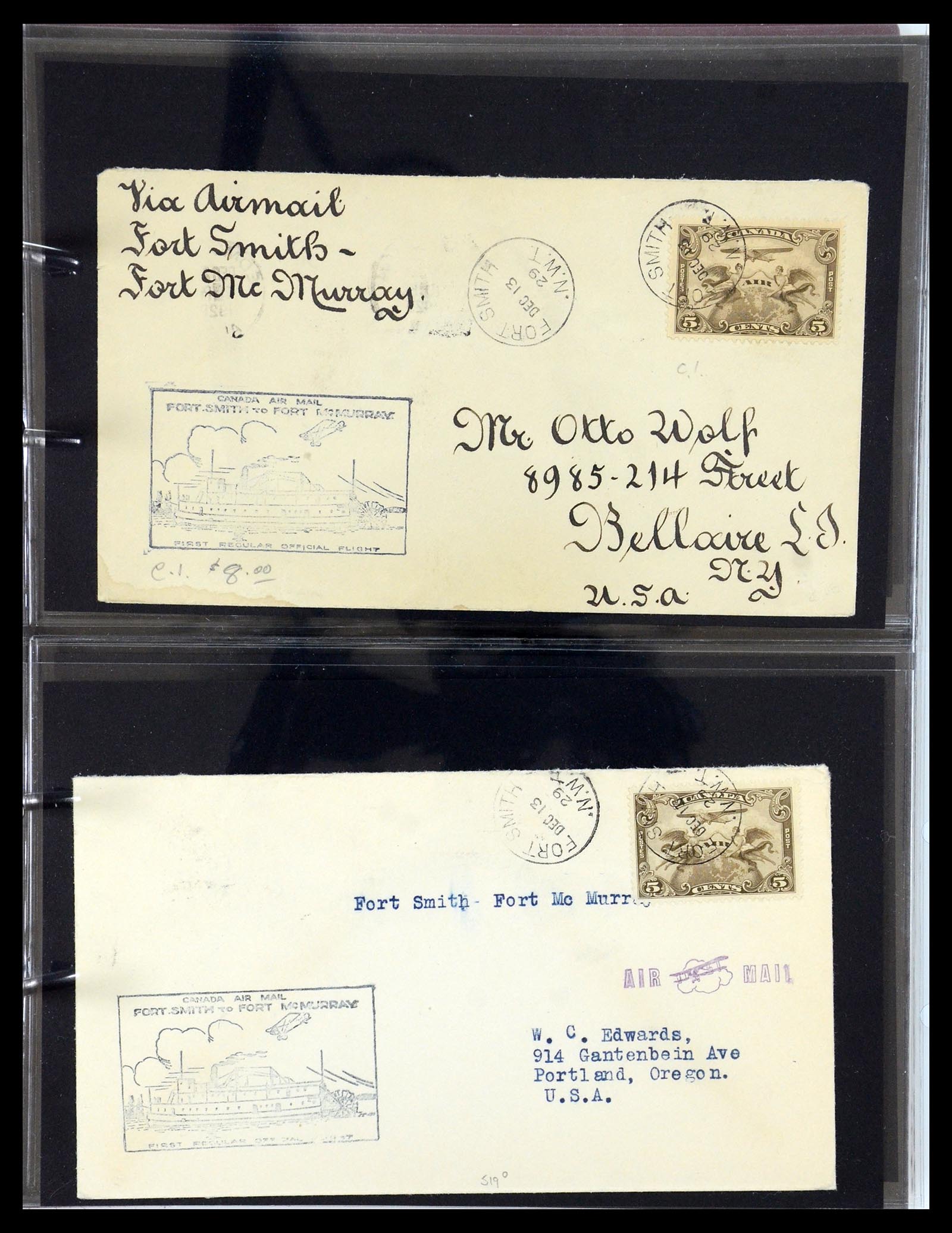 35338 058 - Postzegelverzameling 35338 Canada luchtpost brieven 1927-1950.