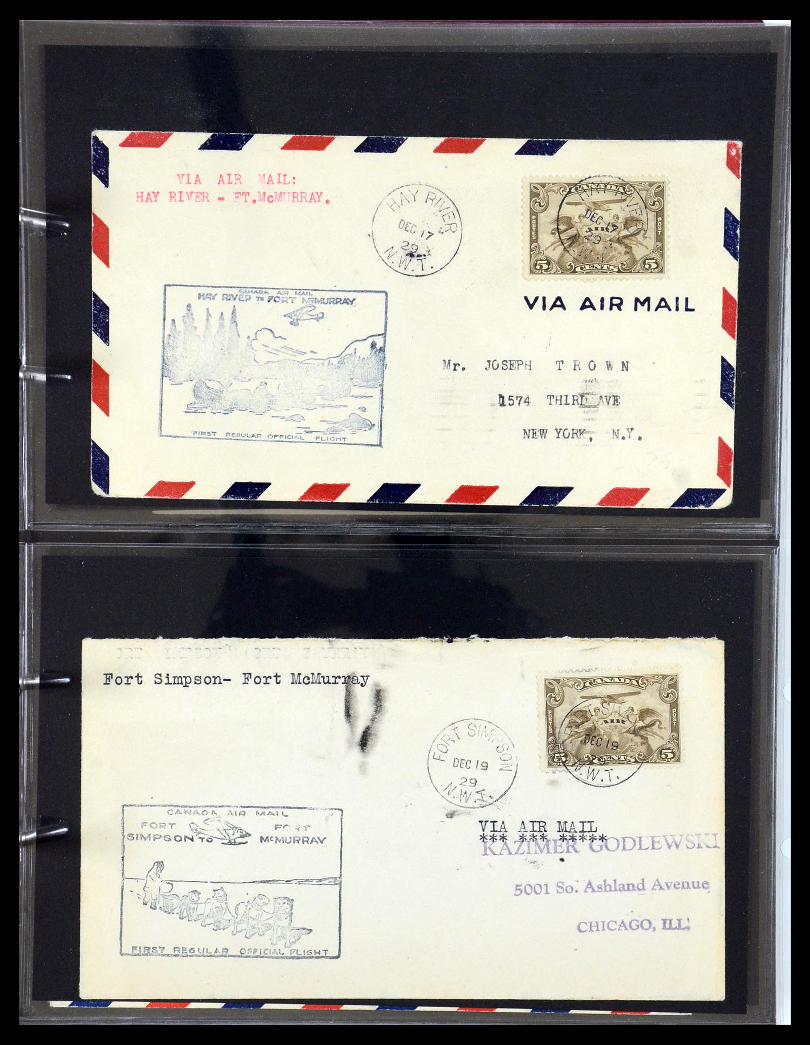 35338 060 - Postzegelverzameling 35338 Canada luchtpost brieven 1927-1950.