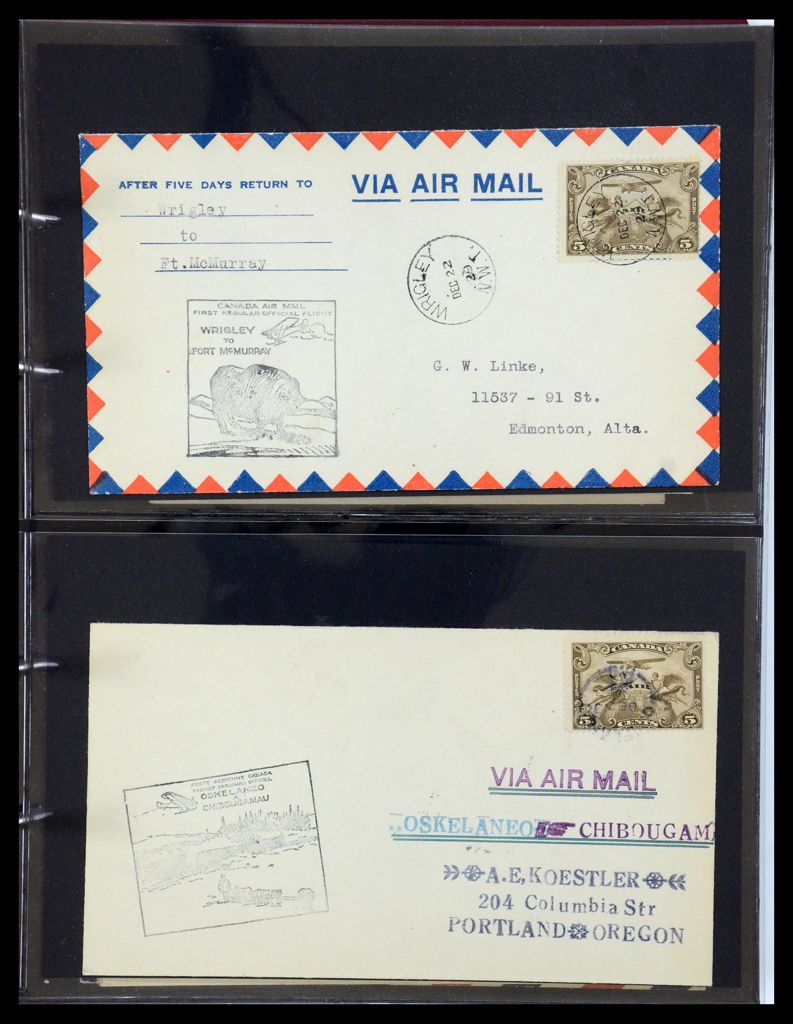 35338 061 - Postzegelverzameling 35338 Canada luchtpost brieven 1927-1950.
