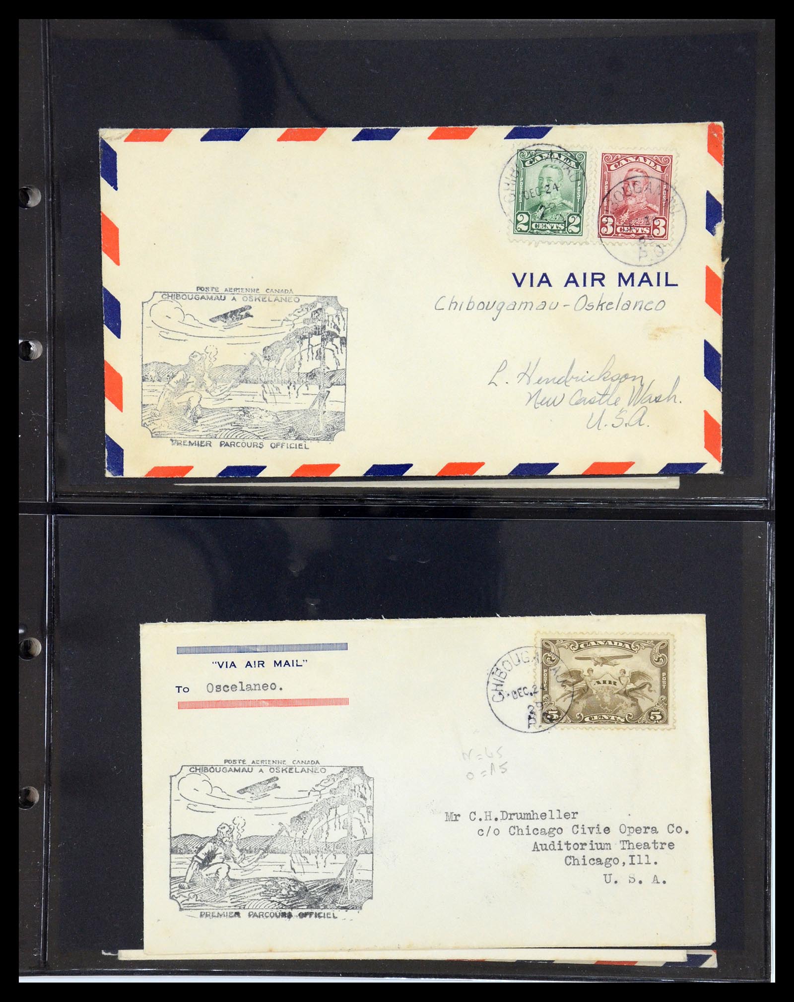 35338 063 - Postzegelverzameling 35338 Canada luchtpost brieven 1927-1950.