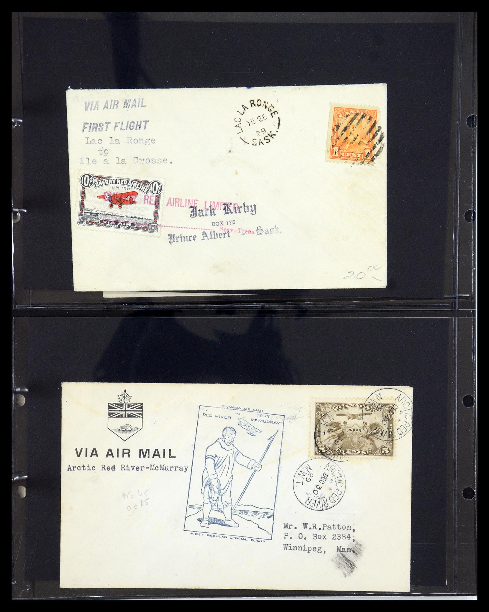 35338 064 - Postzegelverzameling 35338 Canada luchtpost brieven 1927-1950.
