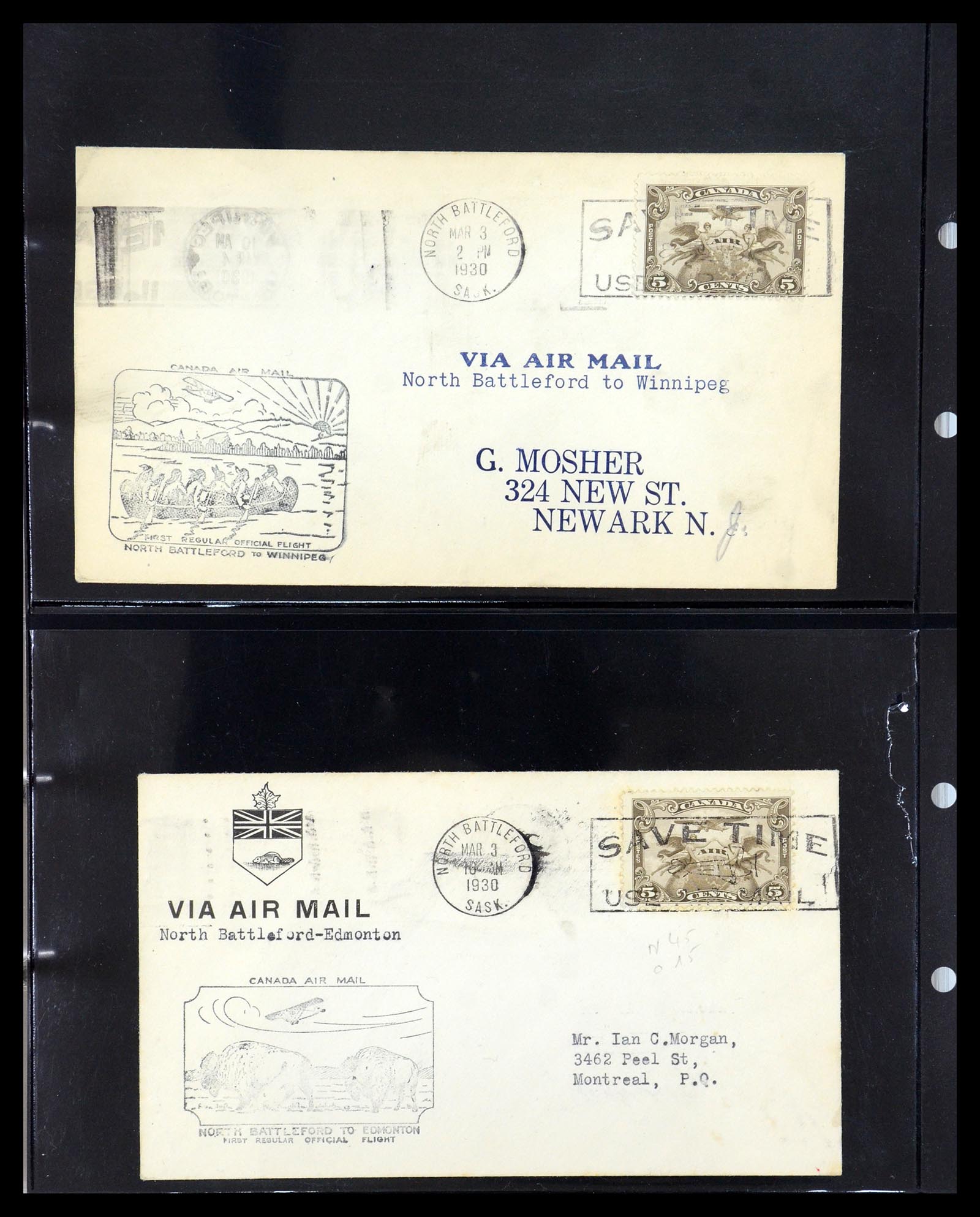 35338 066 - Postzegelverzameling 35338 Canada luchtpost brieven 1927-1950.