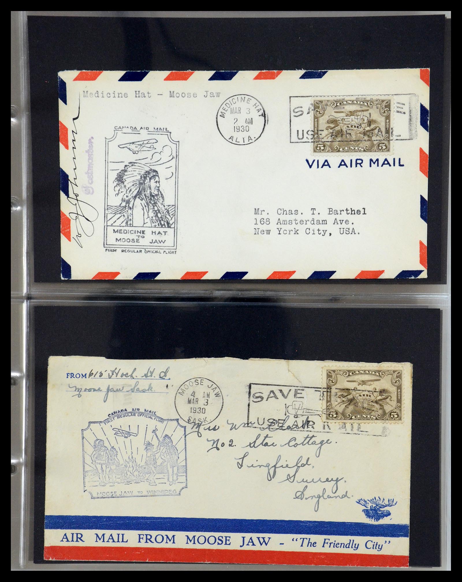 35338 069 - Postzegelverzameling 35338 Canada luchtpost brieven 1927-1950.