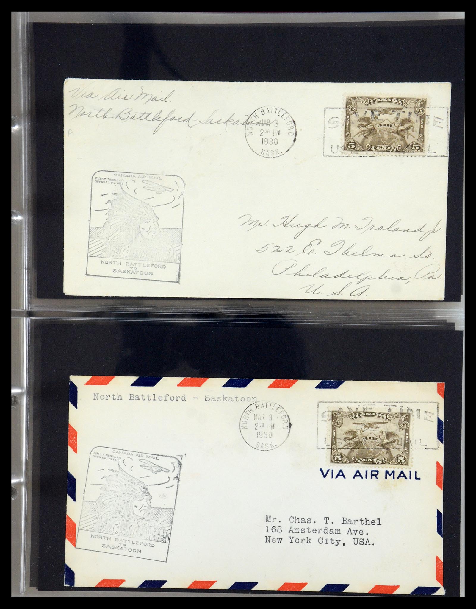 35338 073 - Postzegelverzameling 35338 Canada luchtpost brieven 1927-1950.