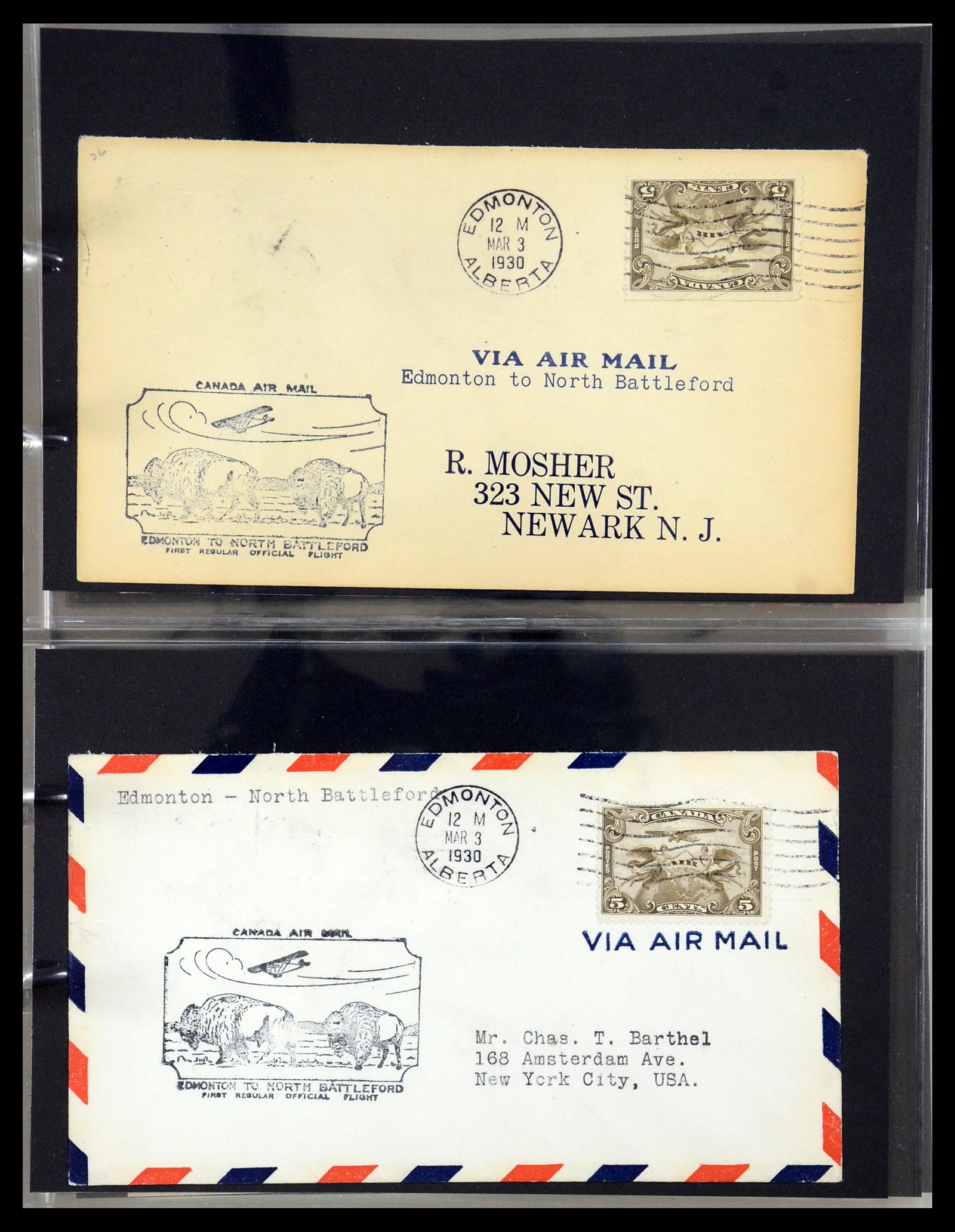 35338 074 - Postzegelverzameling 35338 Canada luchtpost brieven 1927-1950.