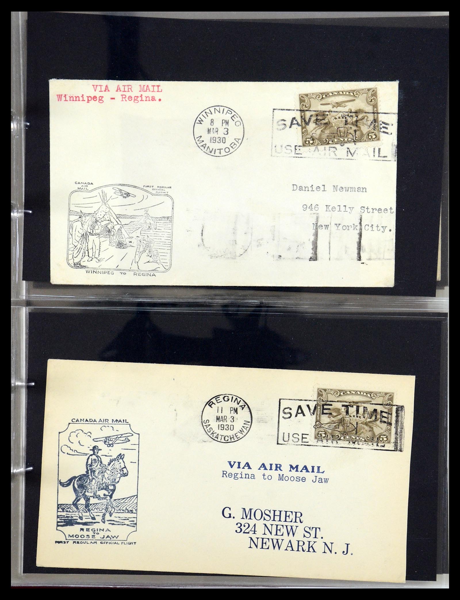 35338 076 - Postzegelverzameling 35338 Canada luchtpost brieven 1927-1950.
