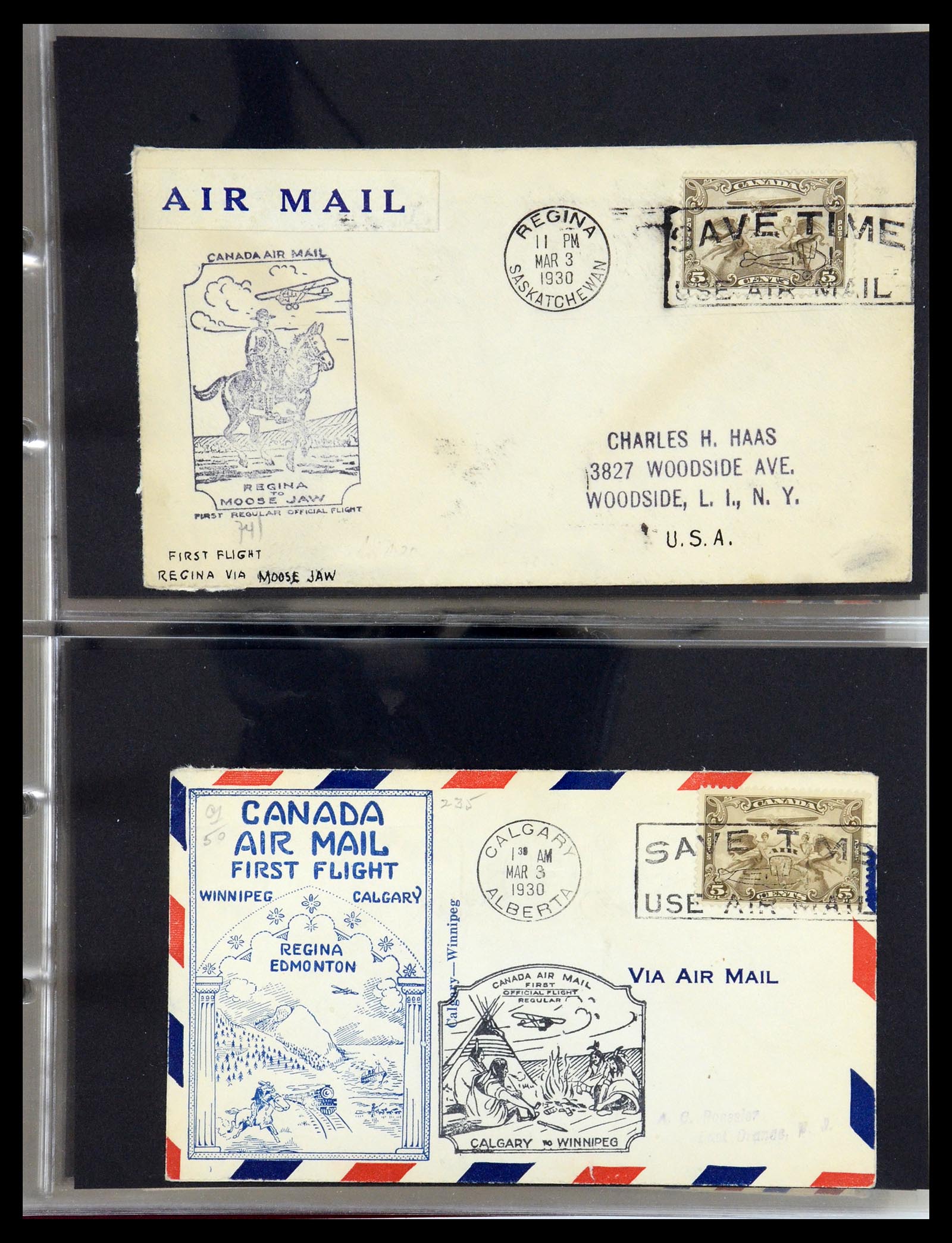 35338 077 - Postzegelverzameling 35338 Canada luchtpost brieven 1927-1950.