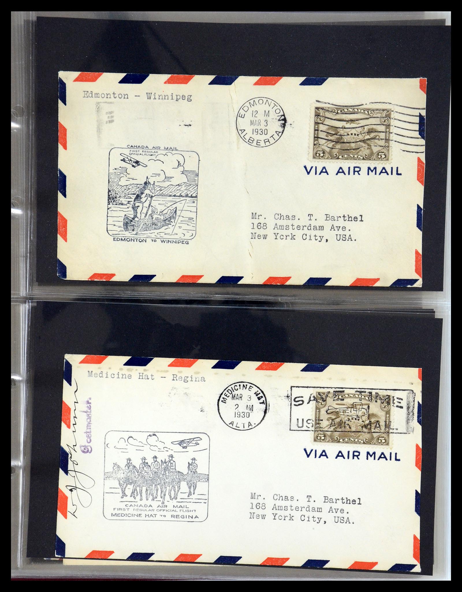 35338 079 - Postzegelverzameling 35338 Canada luchtpost brieven 1927-1950.