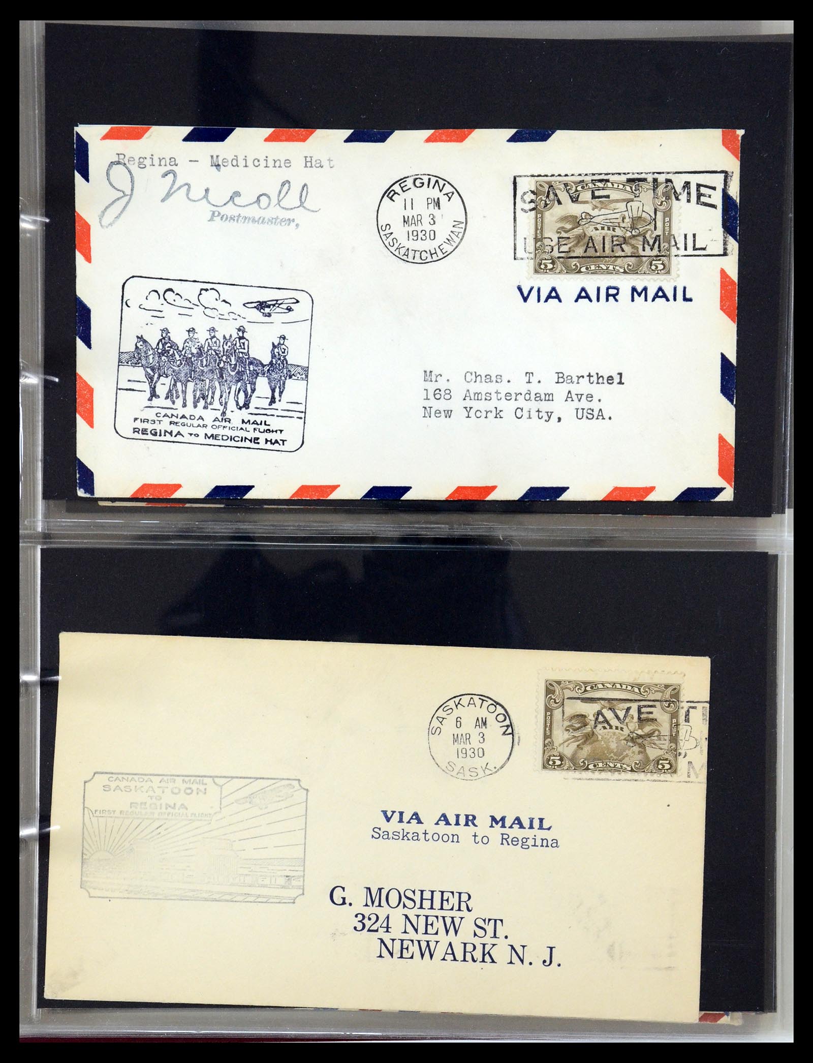 35338 080 - Postzegelverzameling 35338 Canada luchtpost brieven 1927-1950.