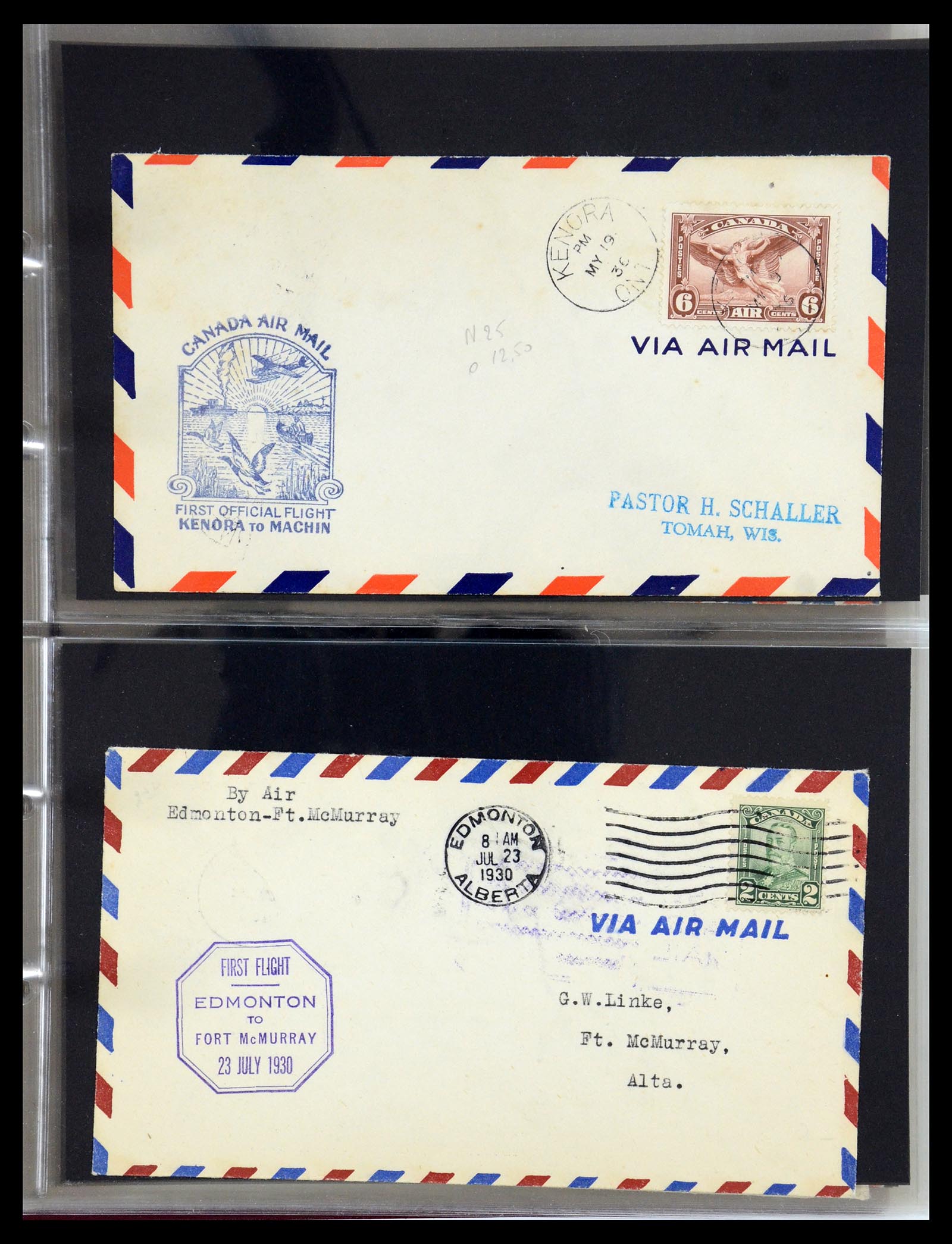 35338 081 - Postzegelverzameling 35338 Canada luchtpost brieven 1927-1950.