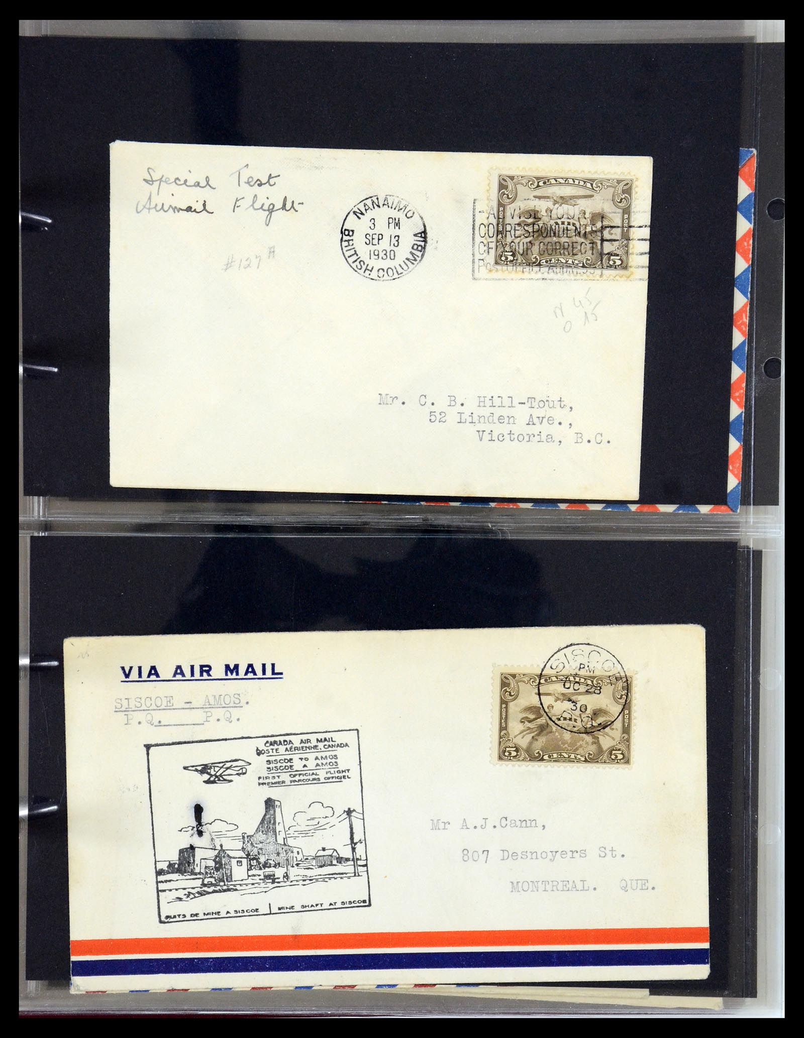 35338 082 - Postzegelverzameling 35338 Canada luchtpost brieven 1927-1950.