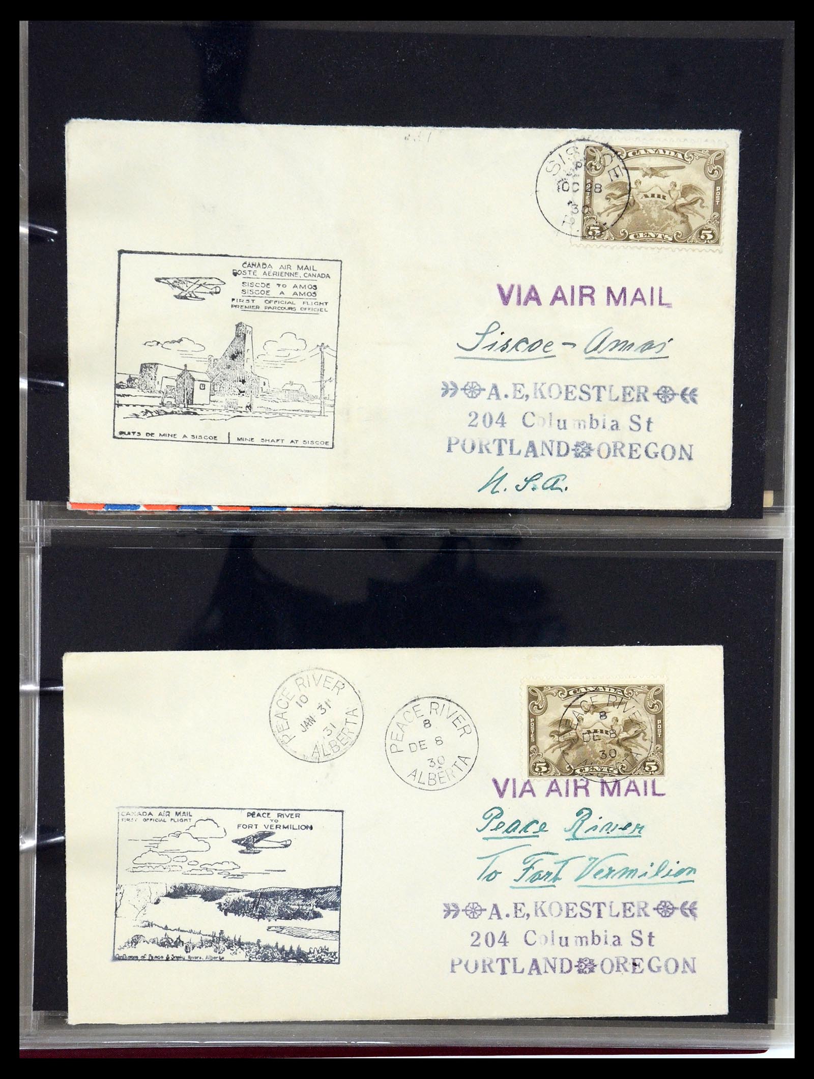 35338 084 - Postzegelverzameling 35338 Canada luchtpost brieven 1927-1950.