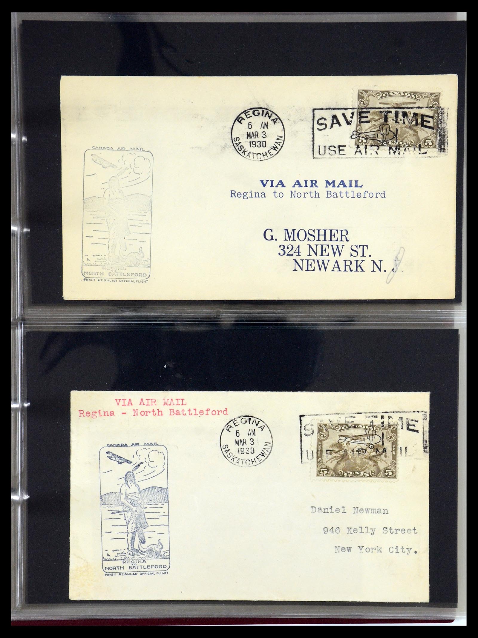 35338 087 - Postzegelverzameling 35338 Canada luchtpost brieven 1927-1950.