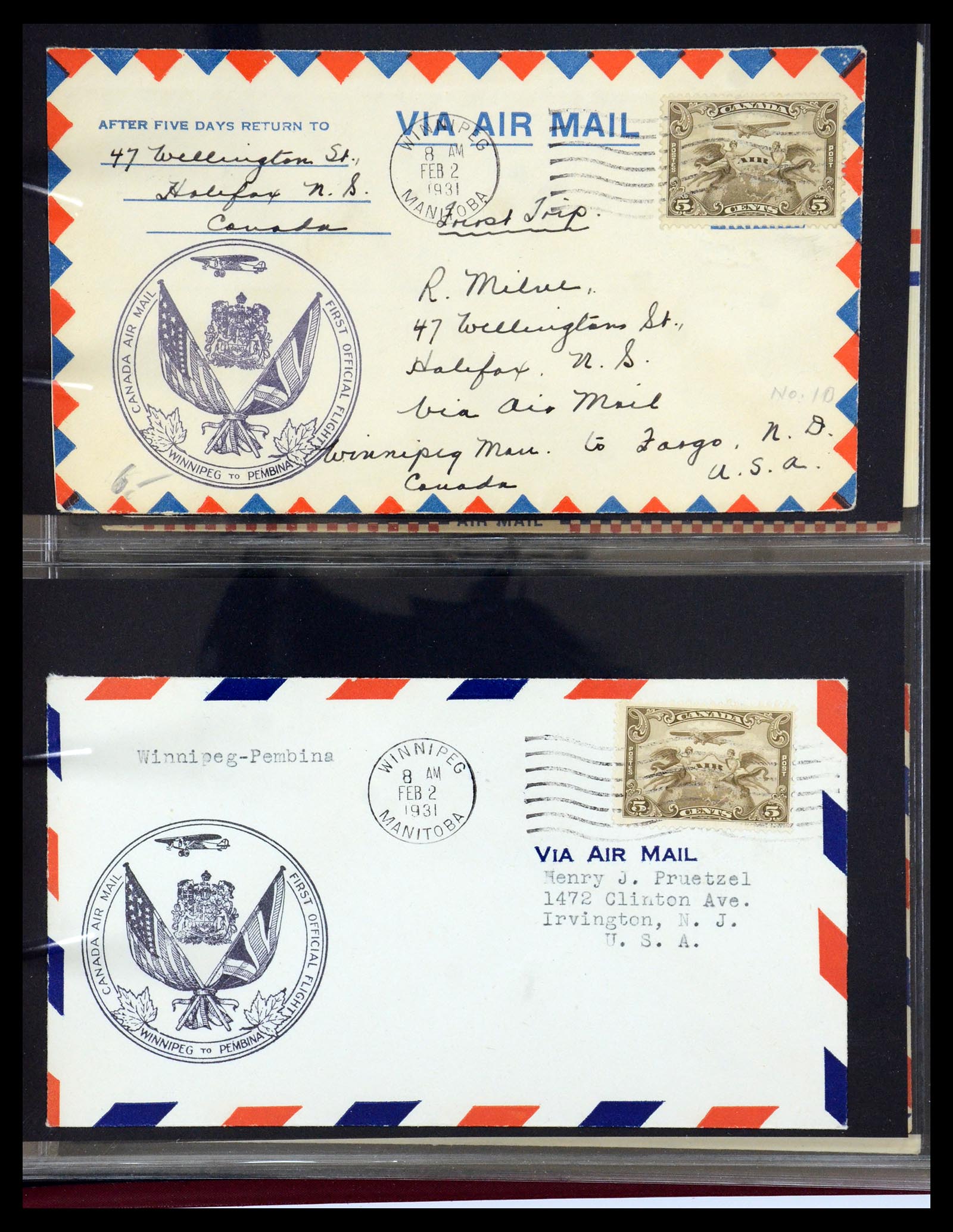 35338 089 - Postzegelverzameling 35338 Canada luchtpost brieven 1927-1950.