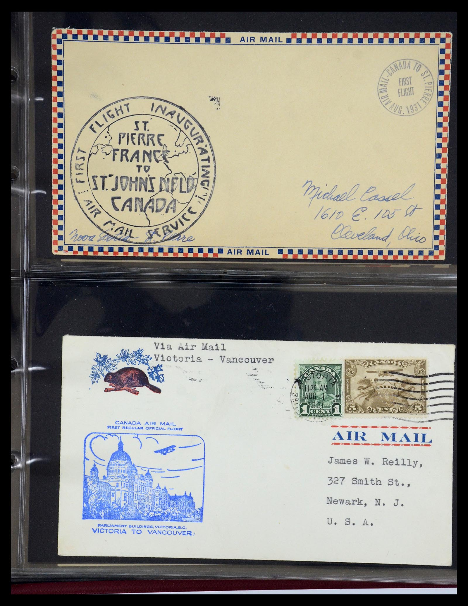 35338 092 - Postzegelverzameling 35338 Canada luchtpost brieven 1927-1950.