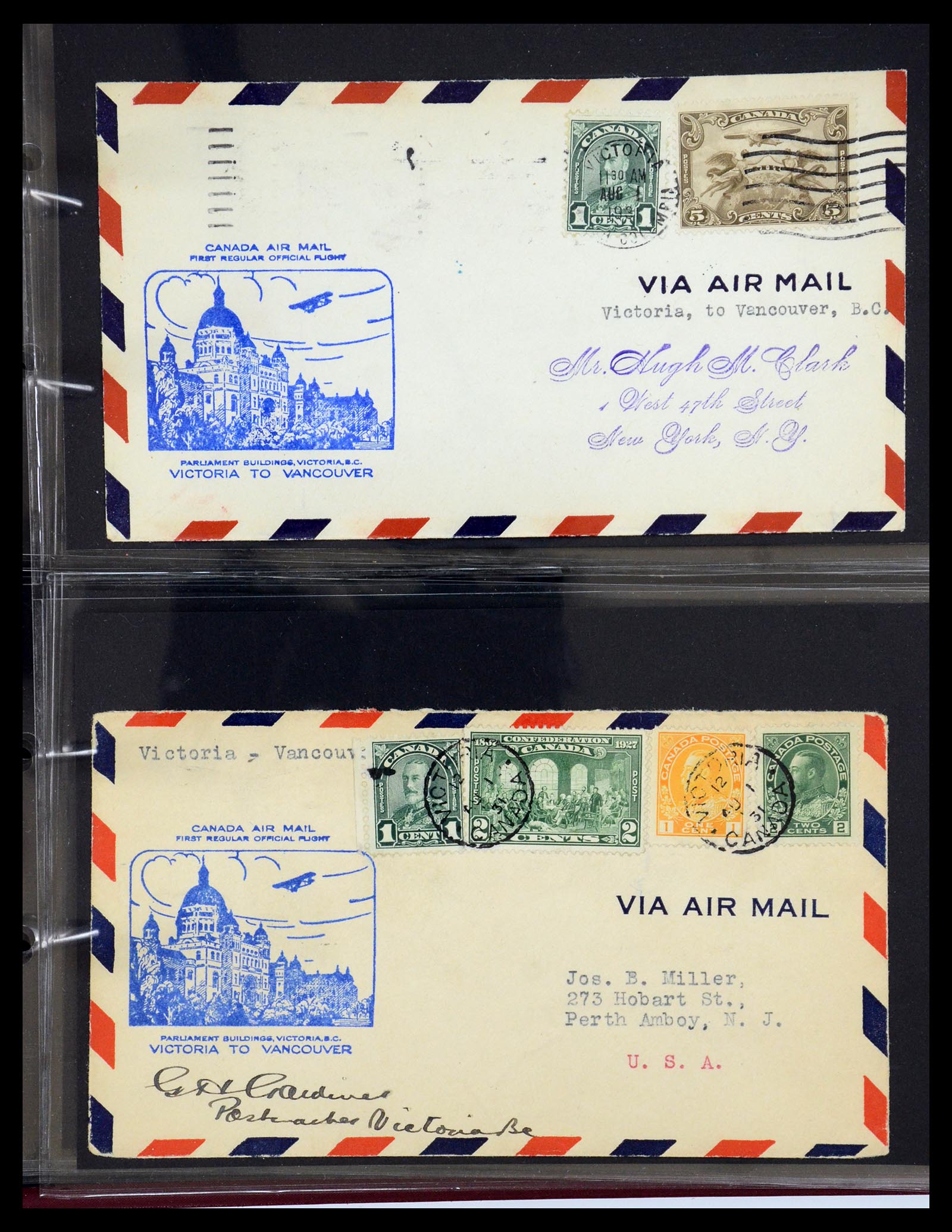 35338 093 - Postzegelverzameling 35338 Canada luchtpost brieven 1927-1950.