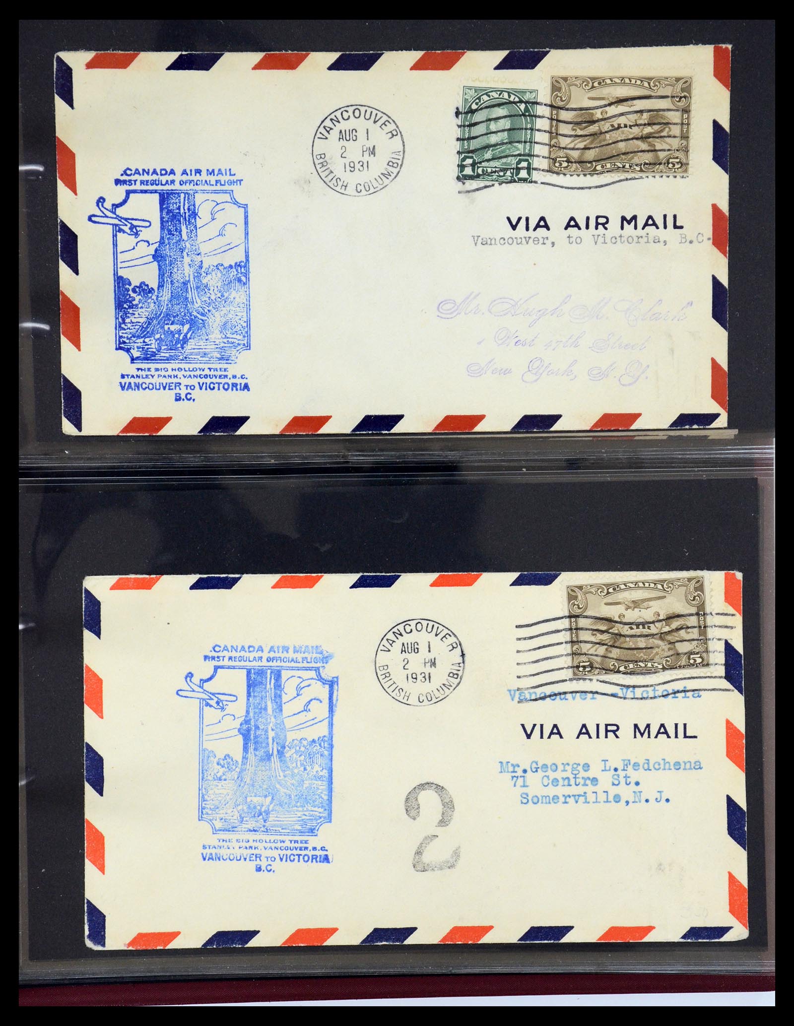 35338 094 - Postzegelverzameling 35338 Canada luchtpost brieven 1927-1950.