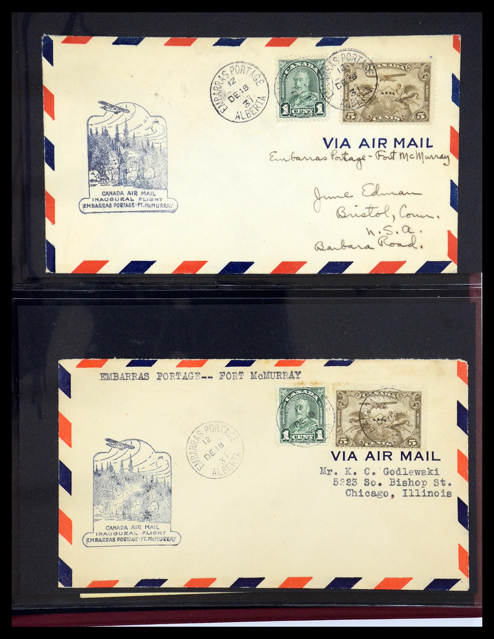 35338 098 - Postzegelverzameling 35338 Canada luchtpost brieven 1927-1950.