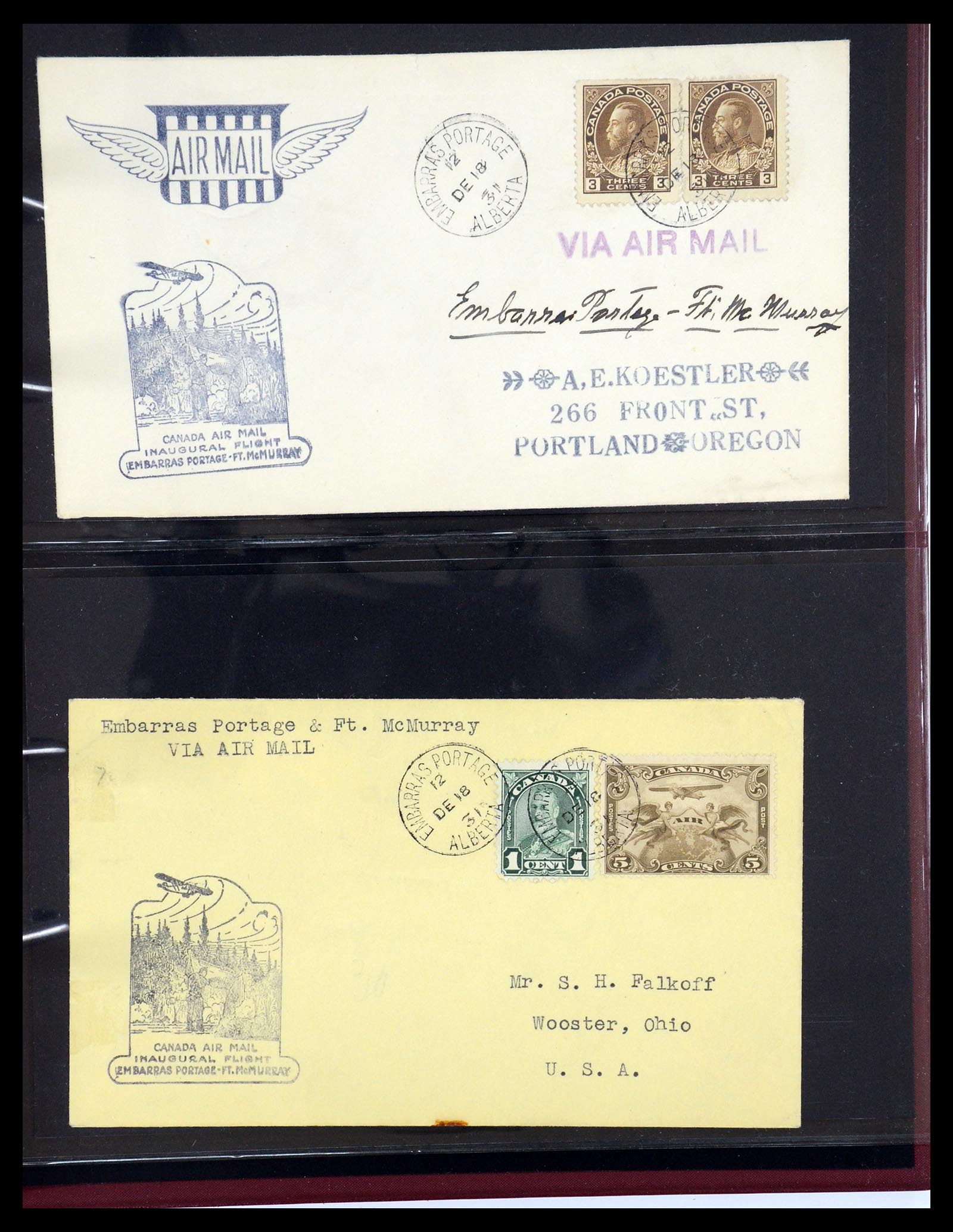 35338 099 - Postzegelverzameling 35338 Canada luchtpost brieven 1927-1950.
