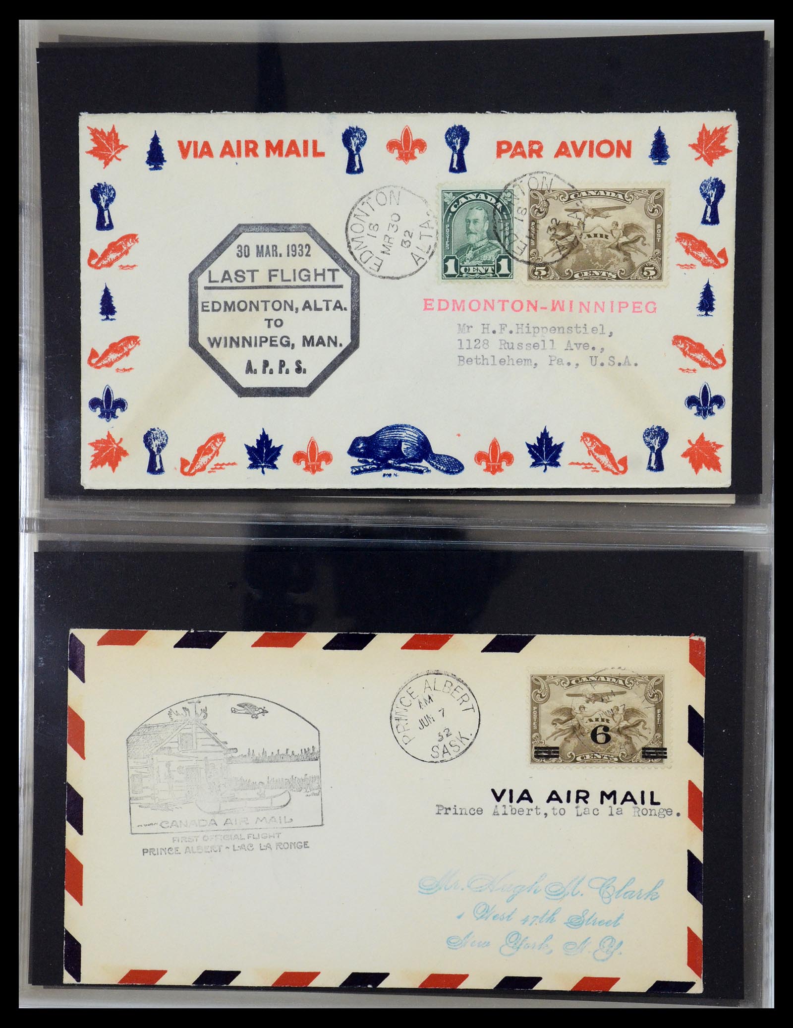 35338 100 - Postzegelverzameling 35338 Canada luchtpost brieven 1927-1950.